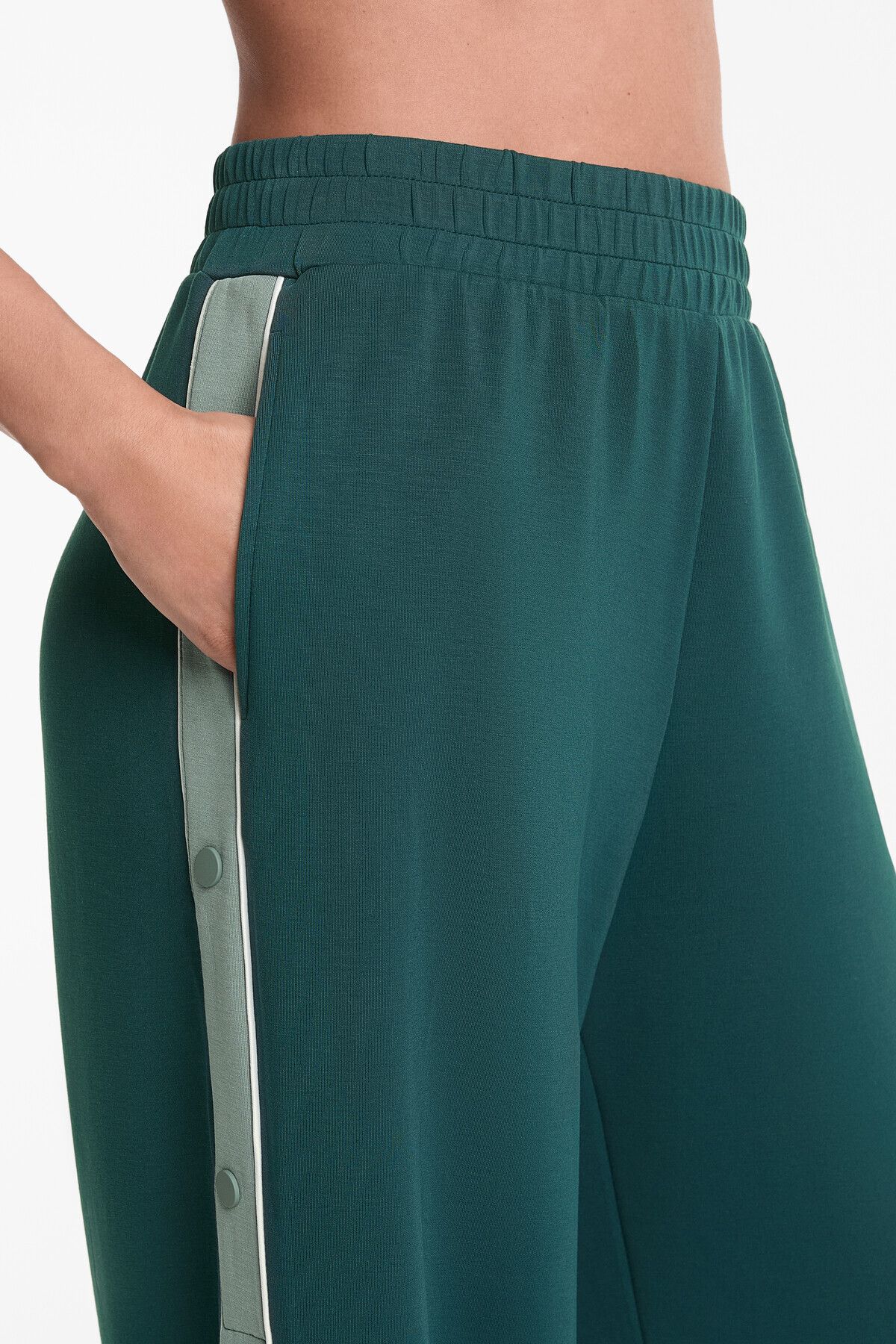 Oysho-Wide-leg trousers with soft-touch modal, piping and buttons 5