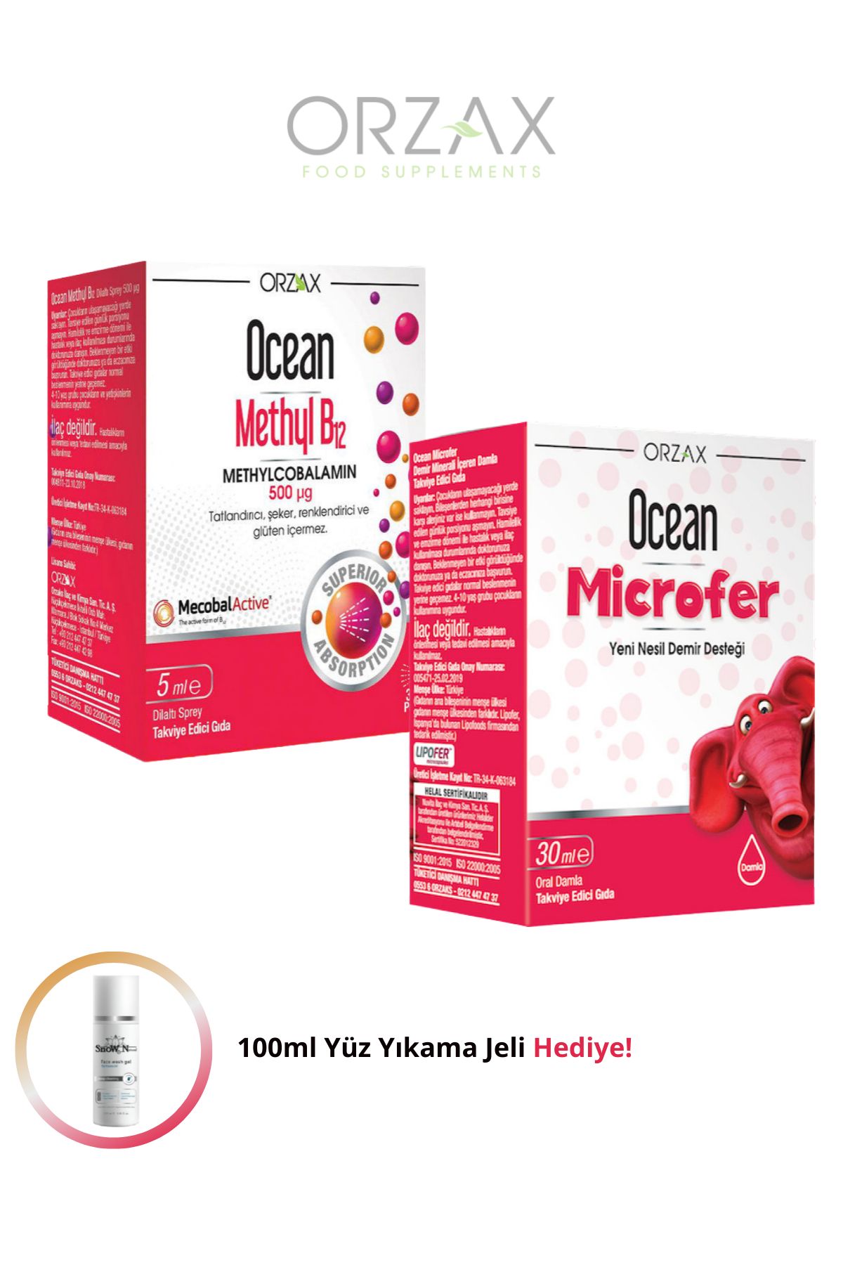 Ocean Çocuklar İçin Şeker İçermeyen Vitamin Seti (5ml B12 Vitamini Spreyi - 30ml Demir Vitamini Damla)