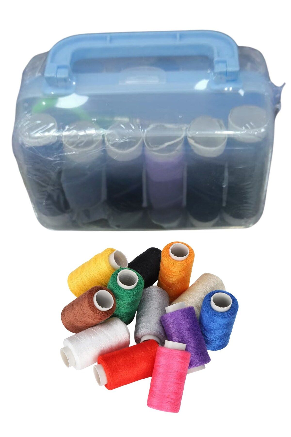 KfksStore İplik Set Kare Plastik Dikiş Seti (Renk Stok Durumuna Göre)