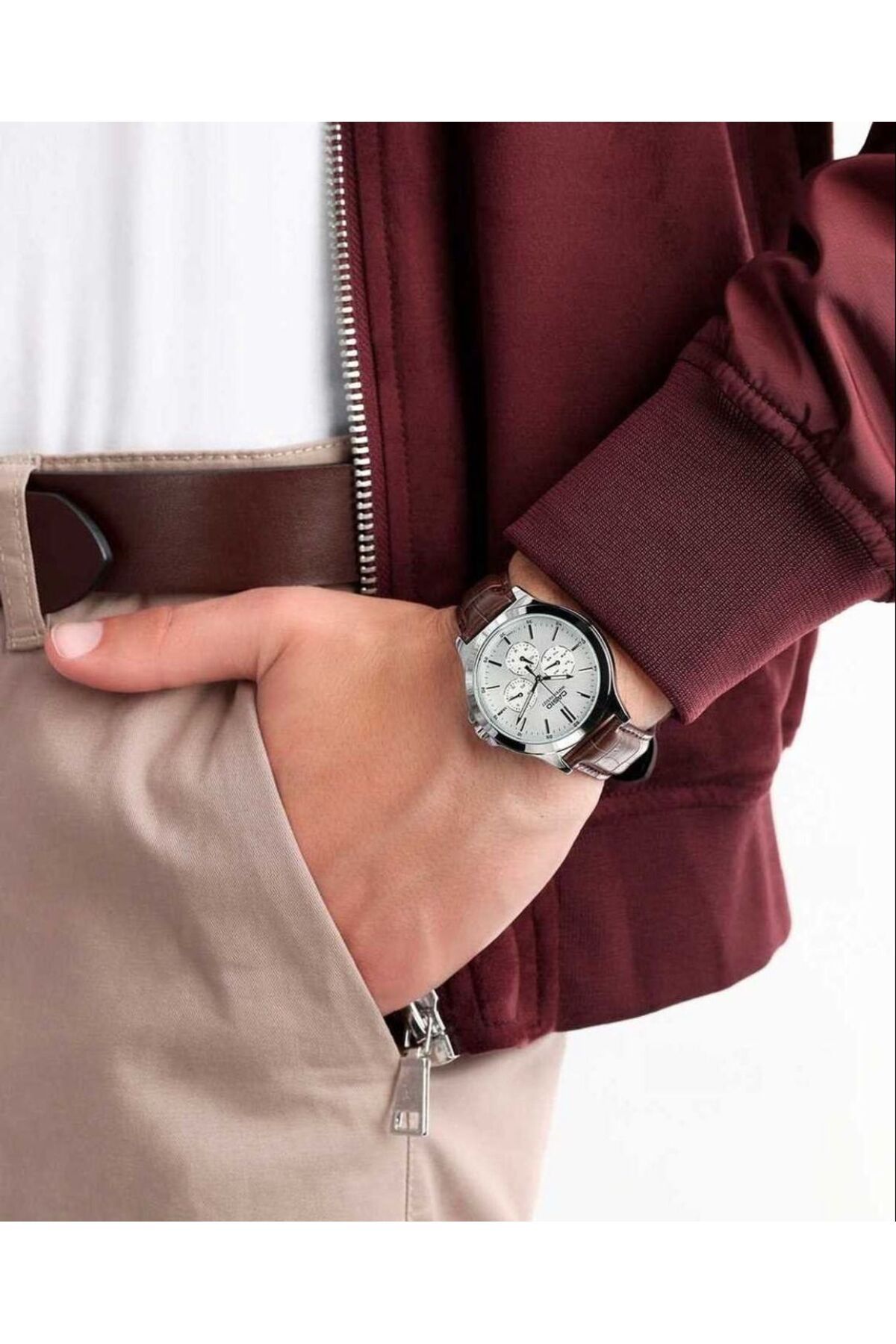 Casio-Casio Enticer Analog Watch for Men MTP-V300L-7AUDF - 47 mm - Brown 3