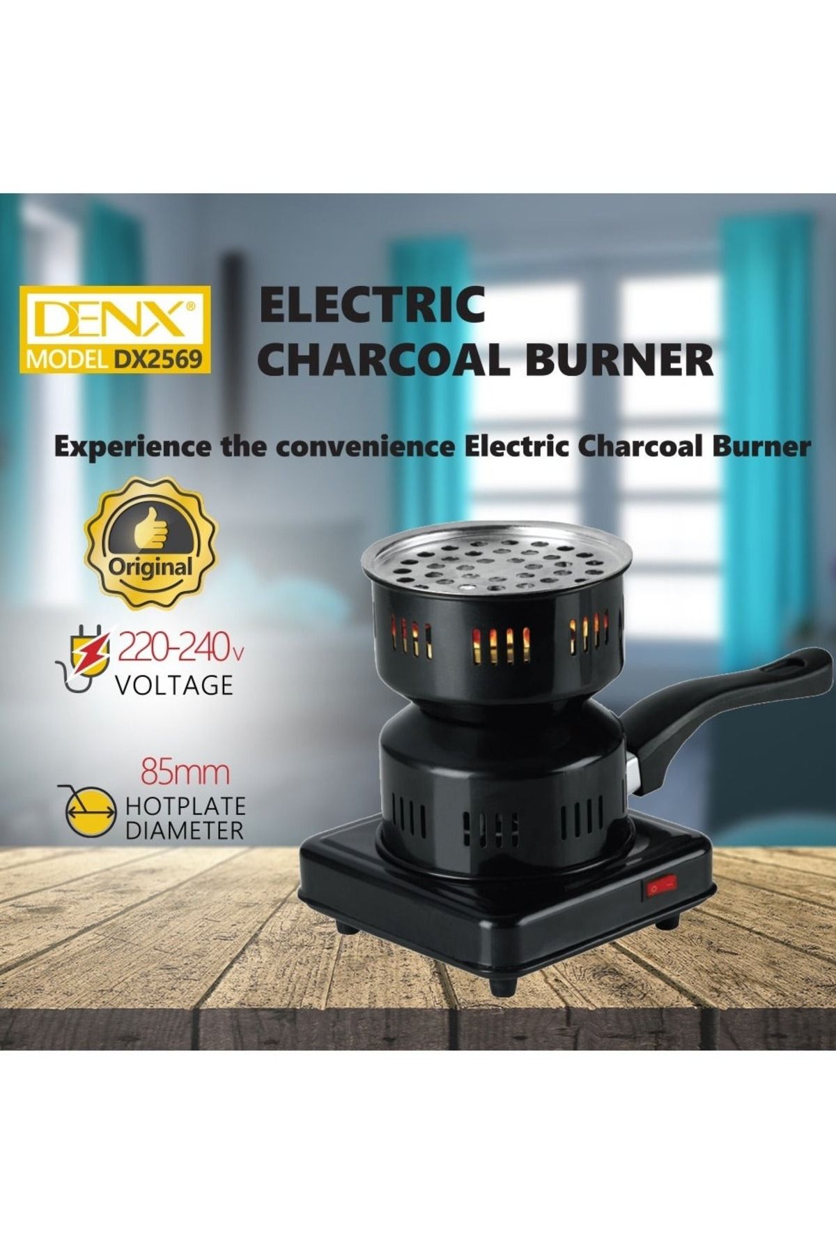 Denx-DX2569 - موقد فحم كهربائي متعدد الوظائف مطلي بالبورسلين مع مقبض قابل للإزالة 4