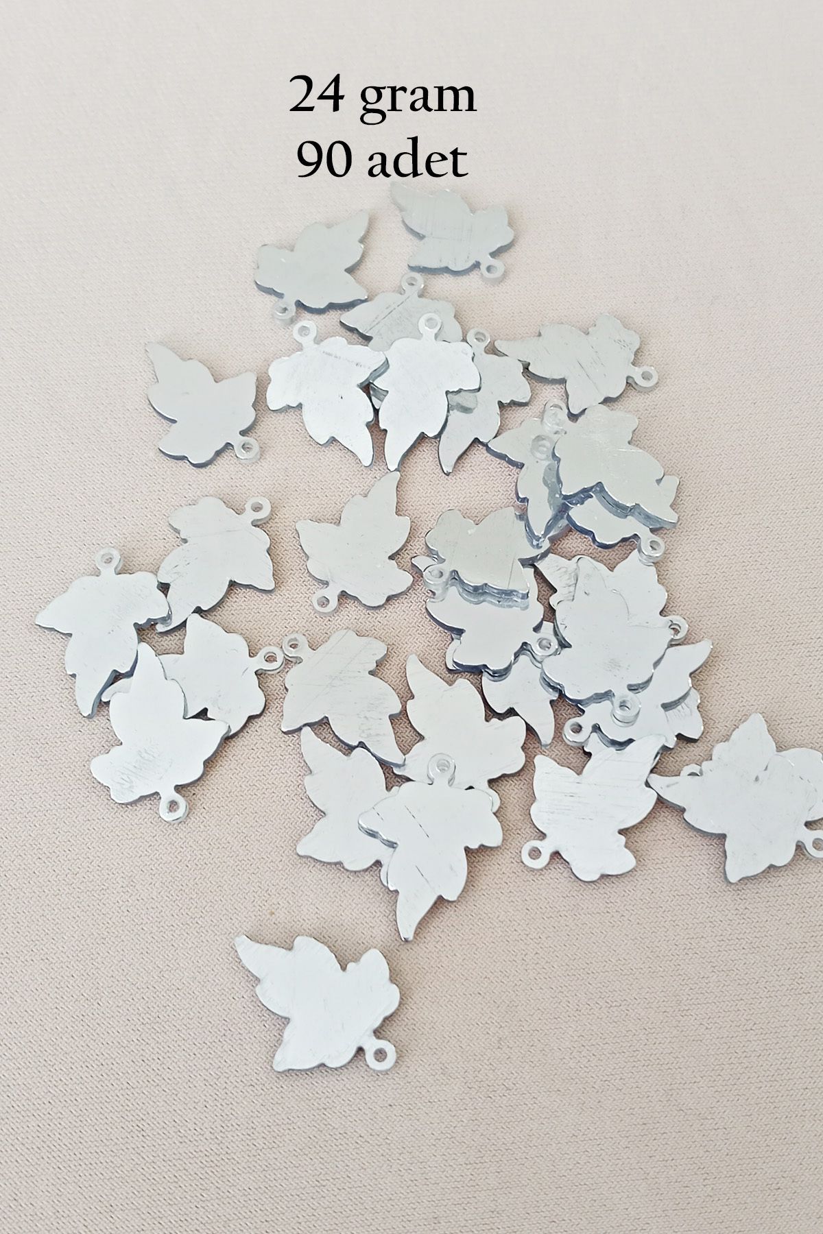 Mu Art Oya Abiye Bileklik Kolye Pleksi Metalik Plastik Pul Gümüş Renk 24 Gram 90 Adet - Bnc592
