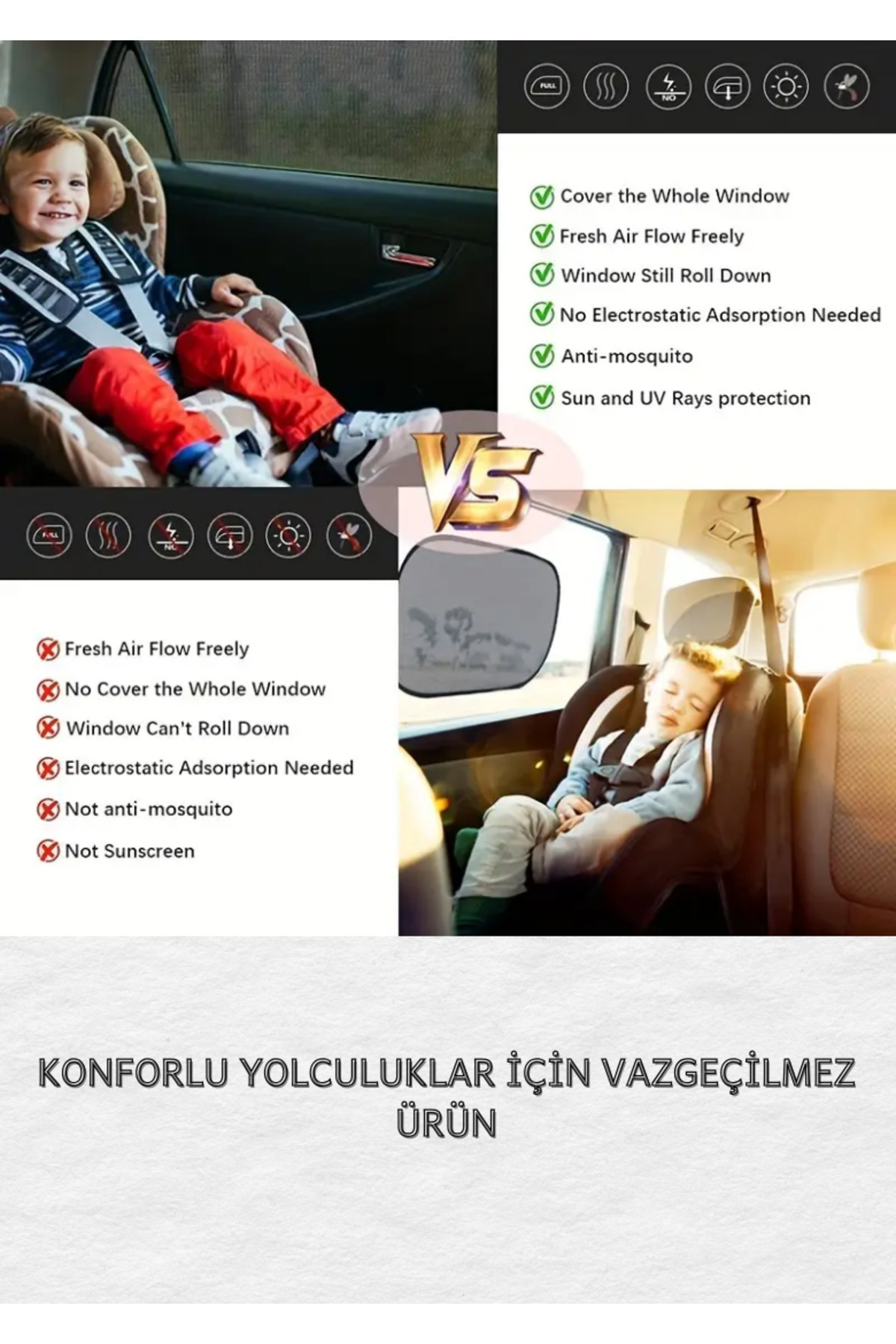 Ankaflex Araç Yan Cam Perdesi–uv Işınlarını Engelleyen Güneşlik Bebek Emzirme Perdesi Sineklik (2’Lİ SET) fotoğrafı 3 (önizleme)