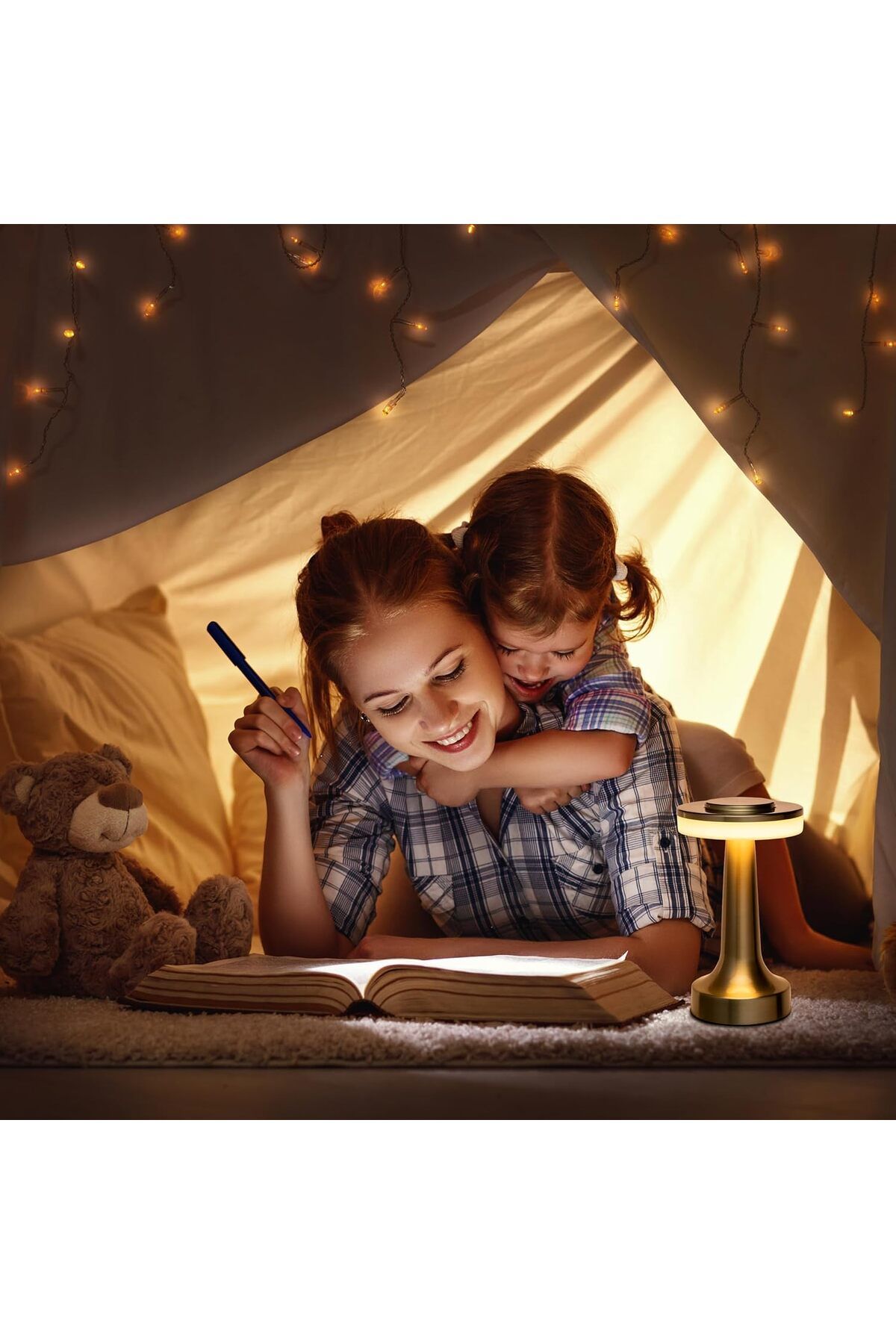 COOYA-Portable LED Table Lamp,With Touch Sensor,3-Levels Brightness,21cm,Rechargeable Battery,Gold 6