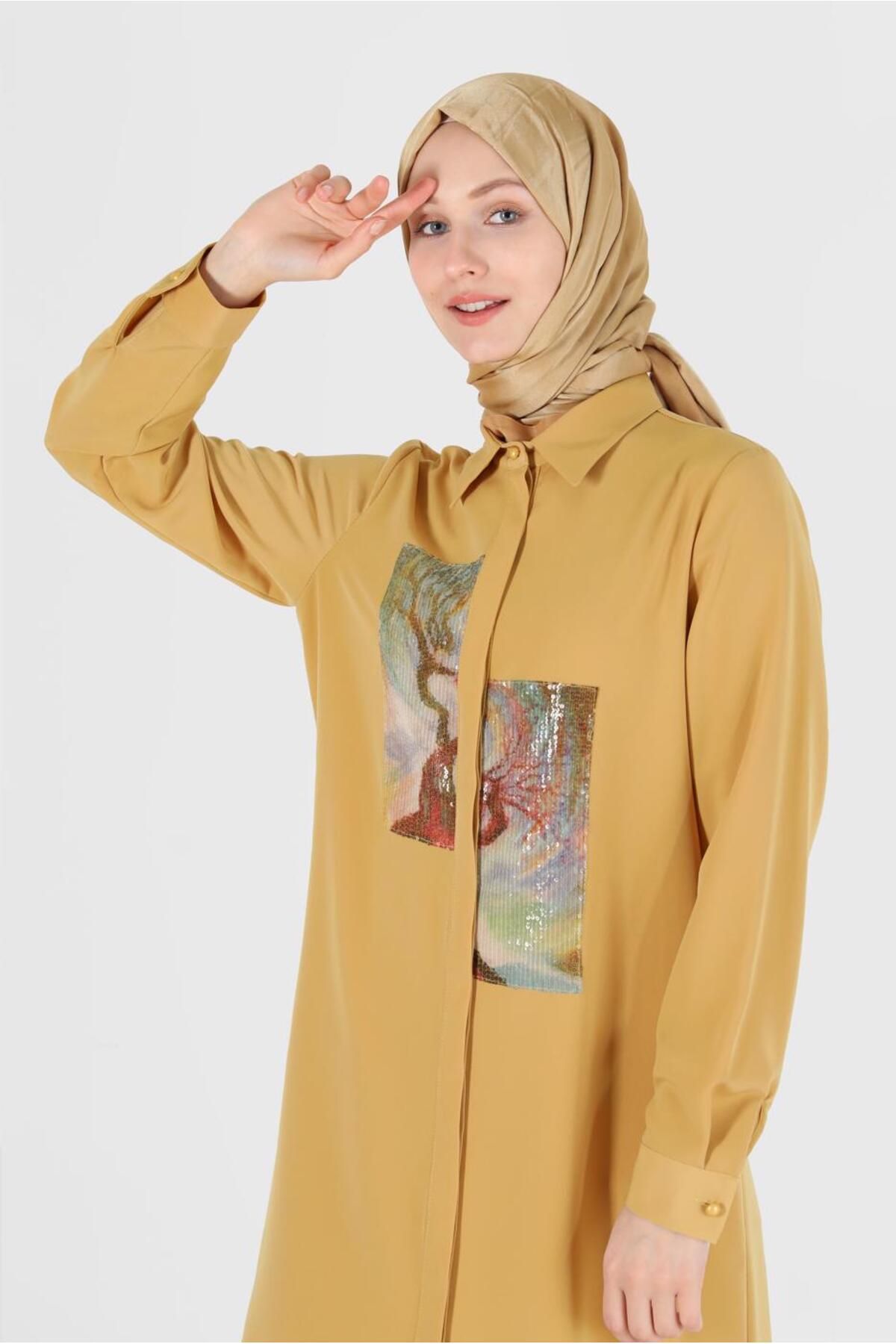 تونیک طرح دار با جزئیات 42399 پولک Alvina