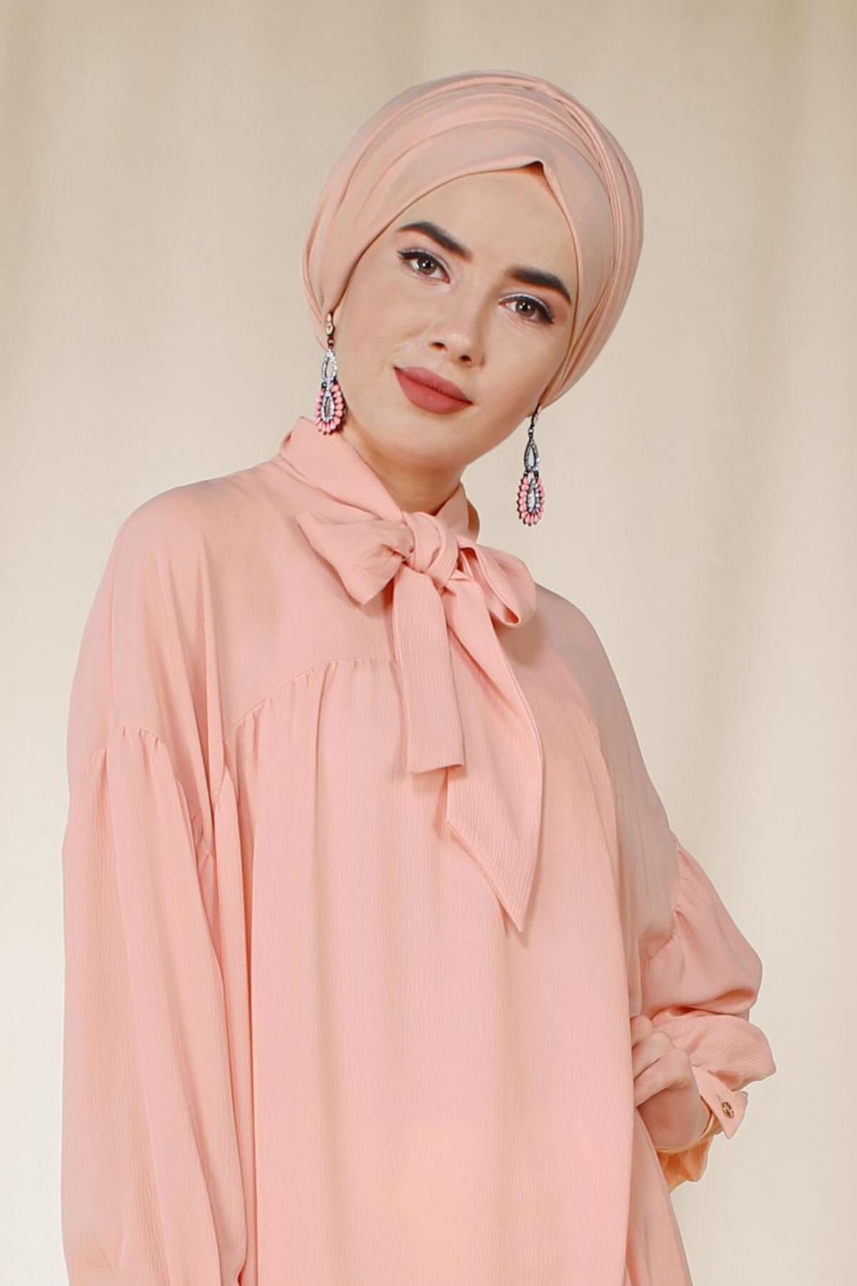 آلوینا تونیک آستین بادکنکی با یقه توری ۴۱۱۱