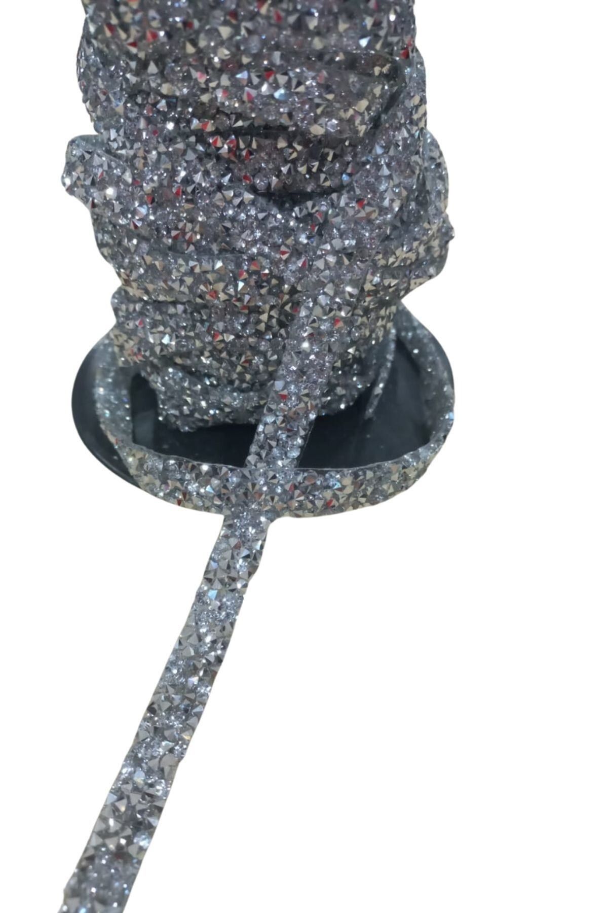 BirdoluSepet Silikonlu Yapıştırma Taş Şerit 2 cm Gümüş 1 Metre