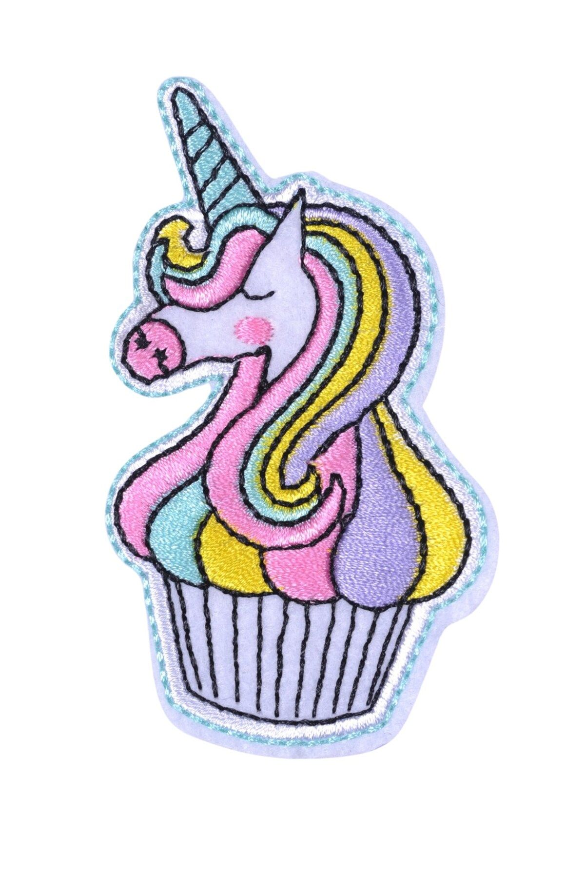 Store Aplike Ütü İle Yapışan Unicorn Pembe Arma 5x4 cm