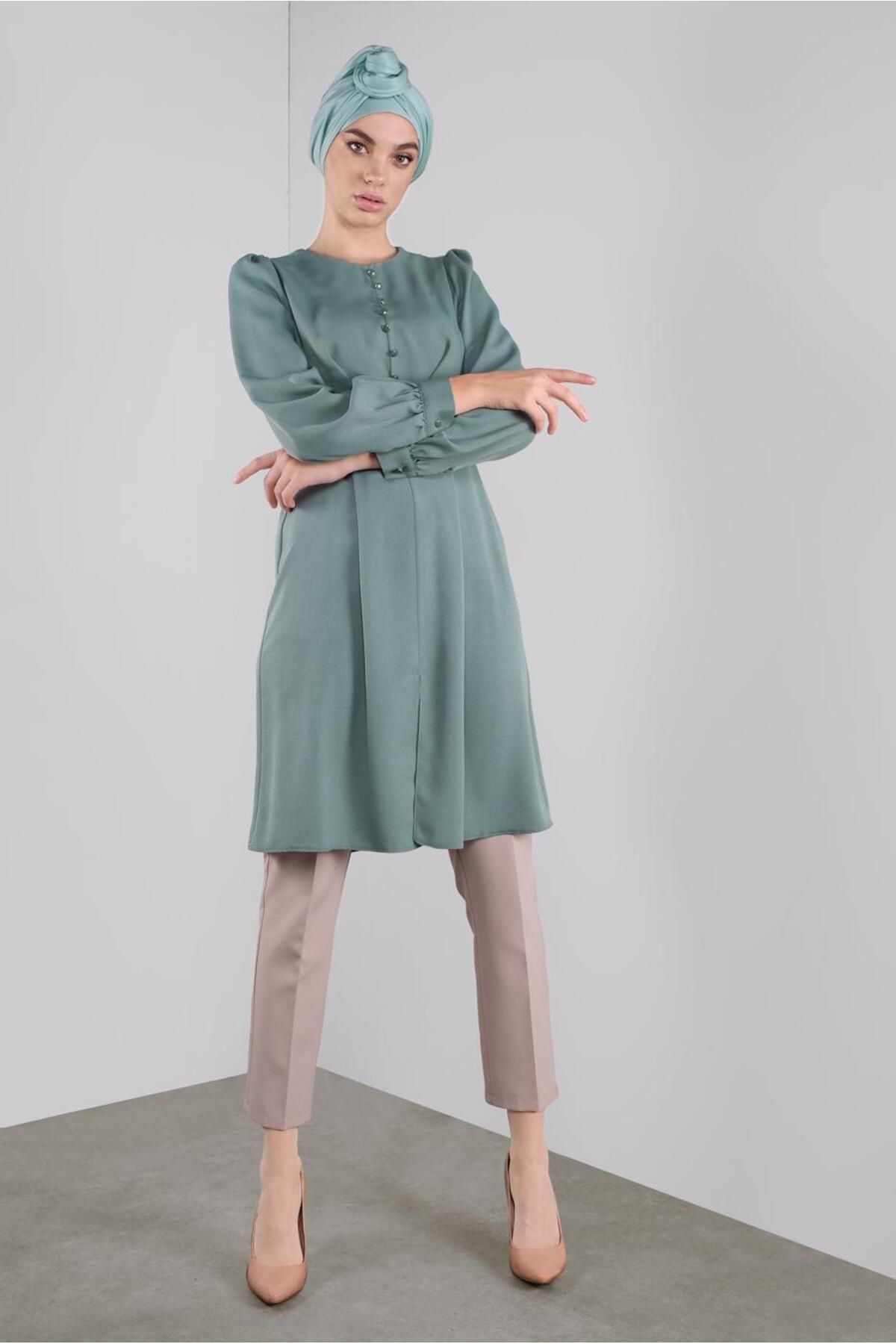 تونیک کمربند دکمه دار 41137 Alvina