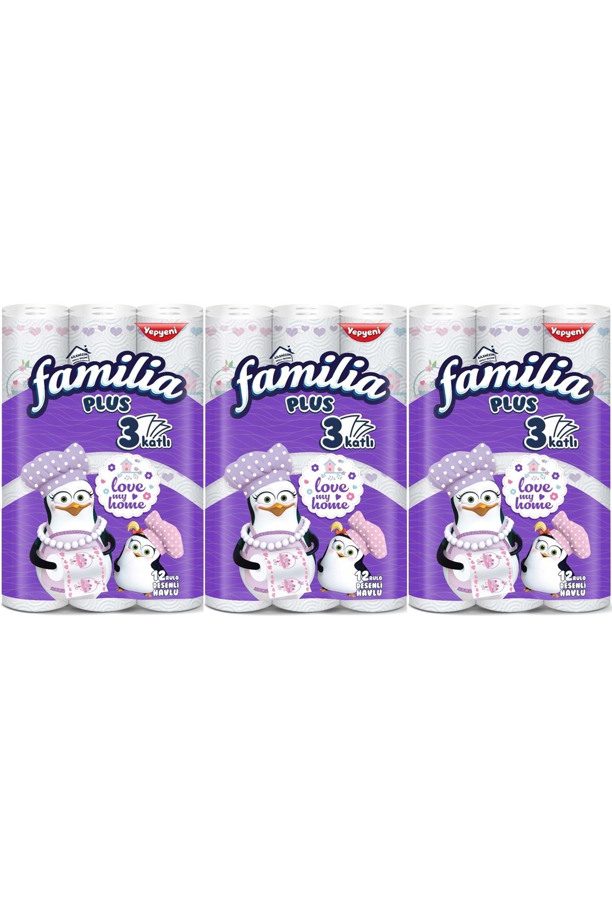 Familia Kağıt Havlu Plus Desenli 36 Lı Pk (3 KATLI) (3PK*12) Love My Home