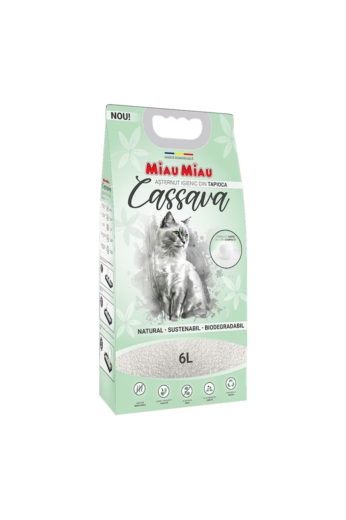 MIAU MIAU Litier Igienic Pentru Pisici Manioc, 6l - One Size