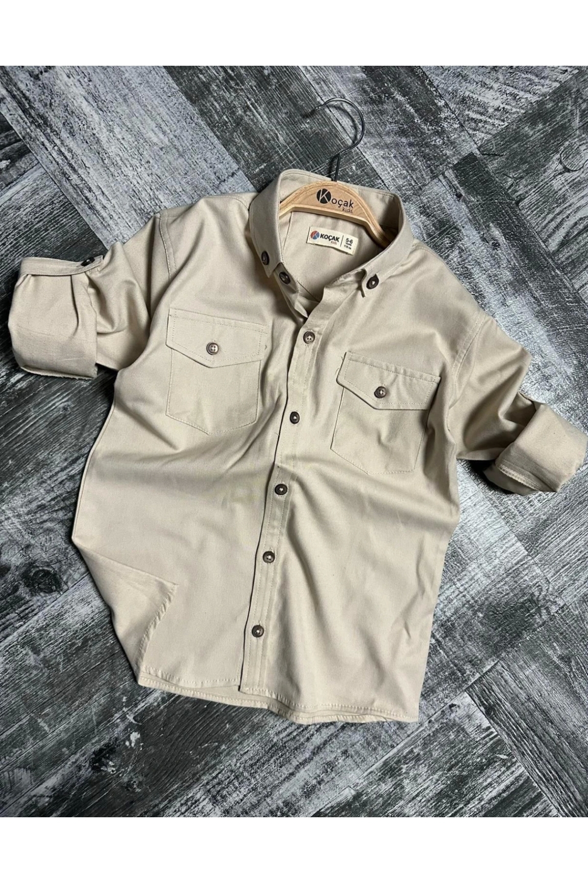 Kidmark Çocuk Modası Erkek Çocuk Gabardin Cepli Bej Gömlek fotoğrafı 2 (önizleme)