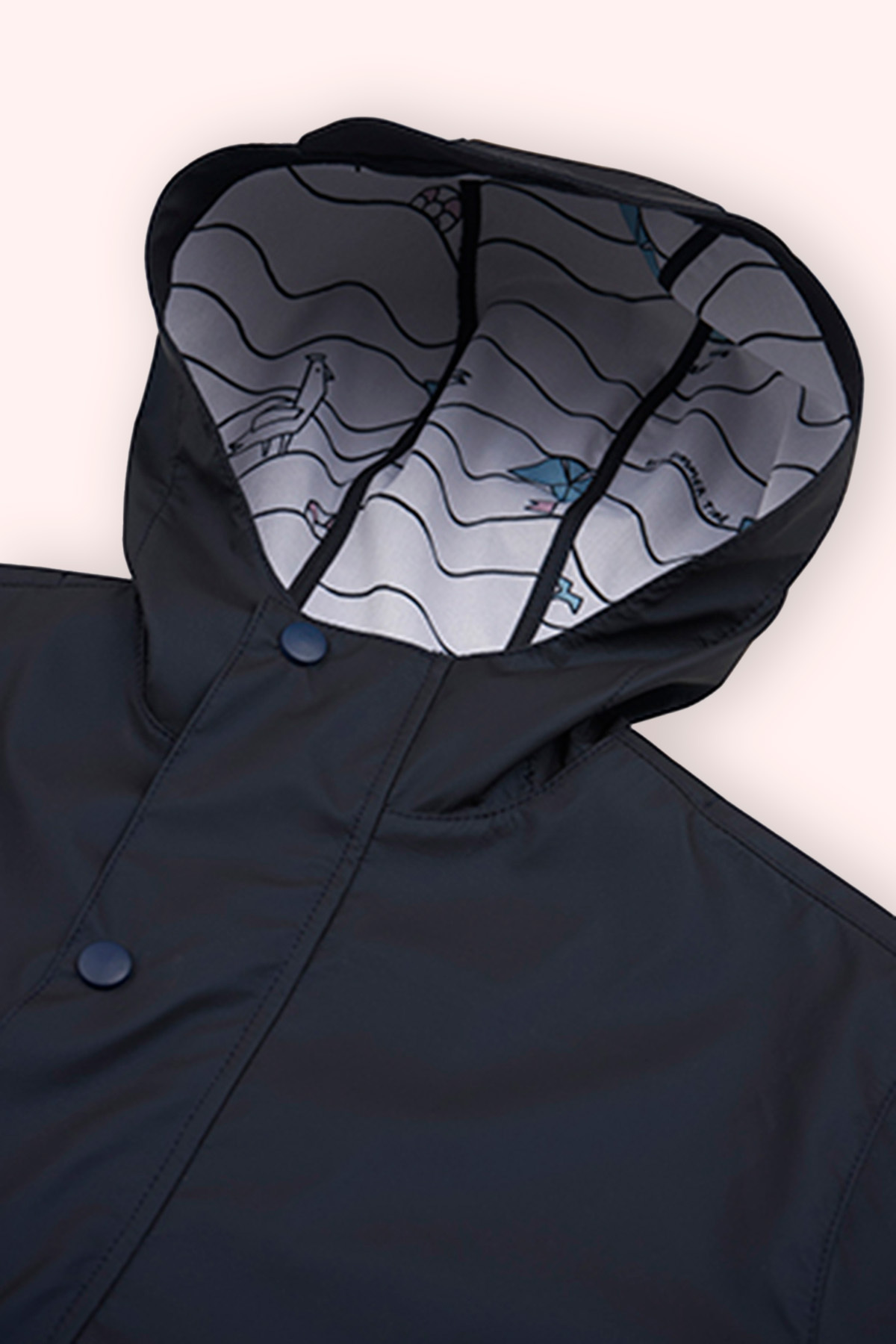 Panço Erkek Çocuk Kapüşonlu İç Bedeni Baskılı Lacivert Yağmurluk fotoğrafı 2 (önizleme)