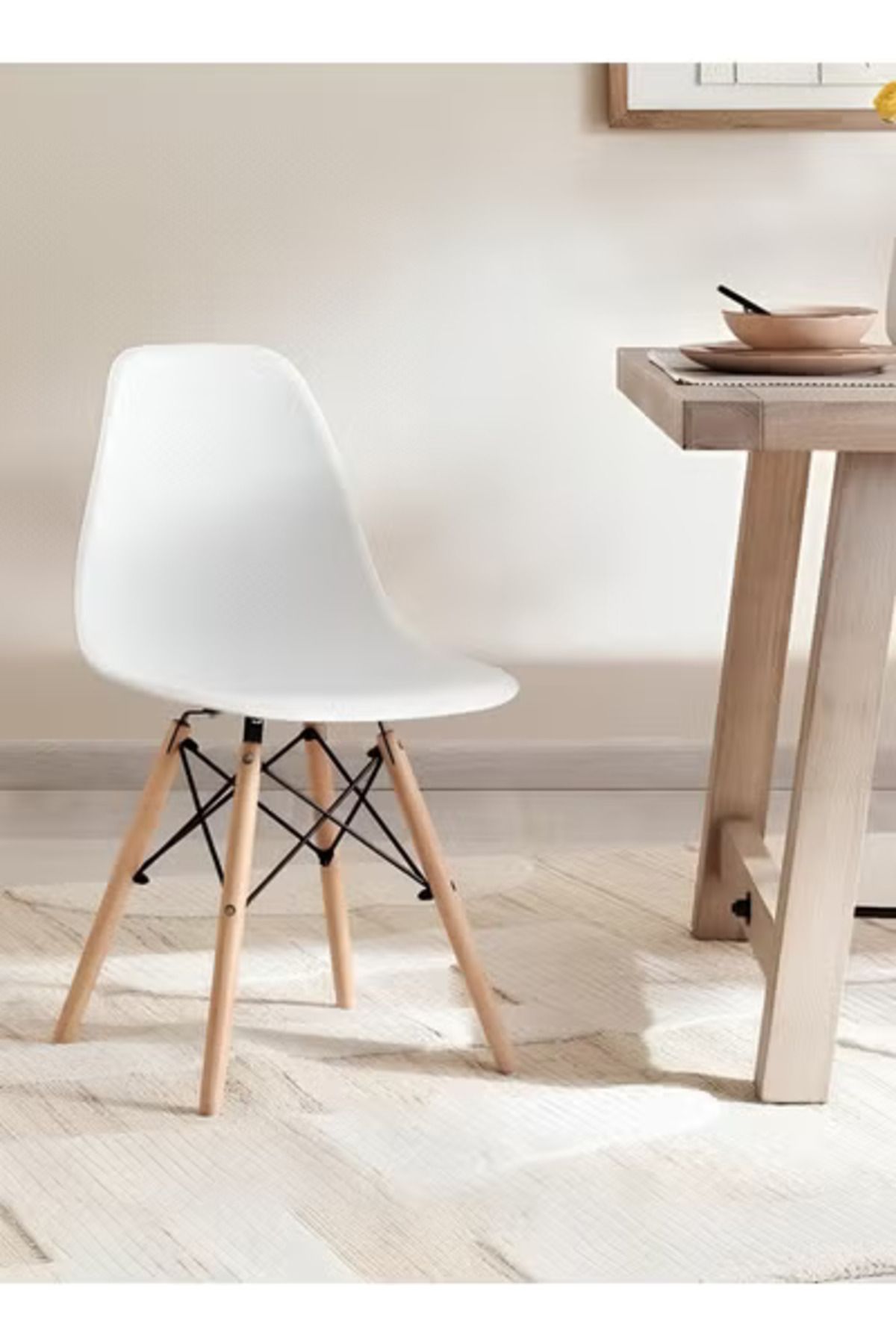 Taimi-5-Piece Dining Set Modern Rectangular Dining Table with 4-Elegant White Chairs | Table 120x60x73cm 2