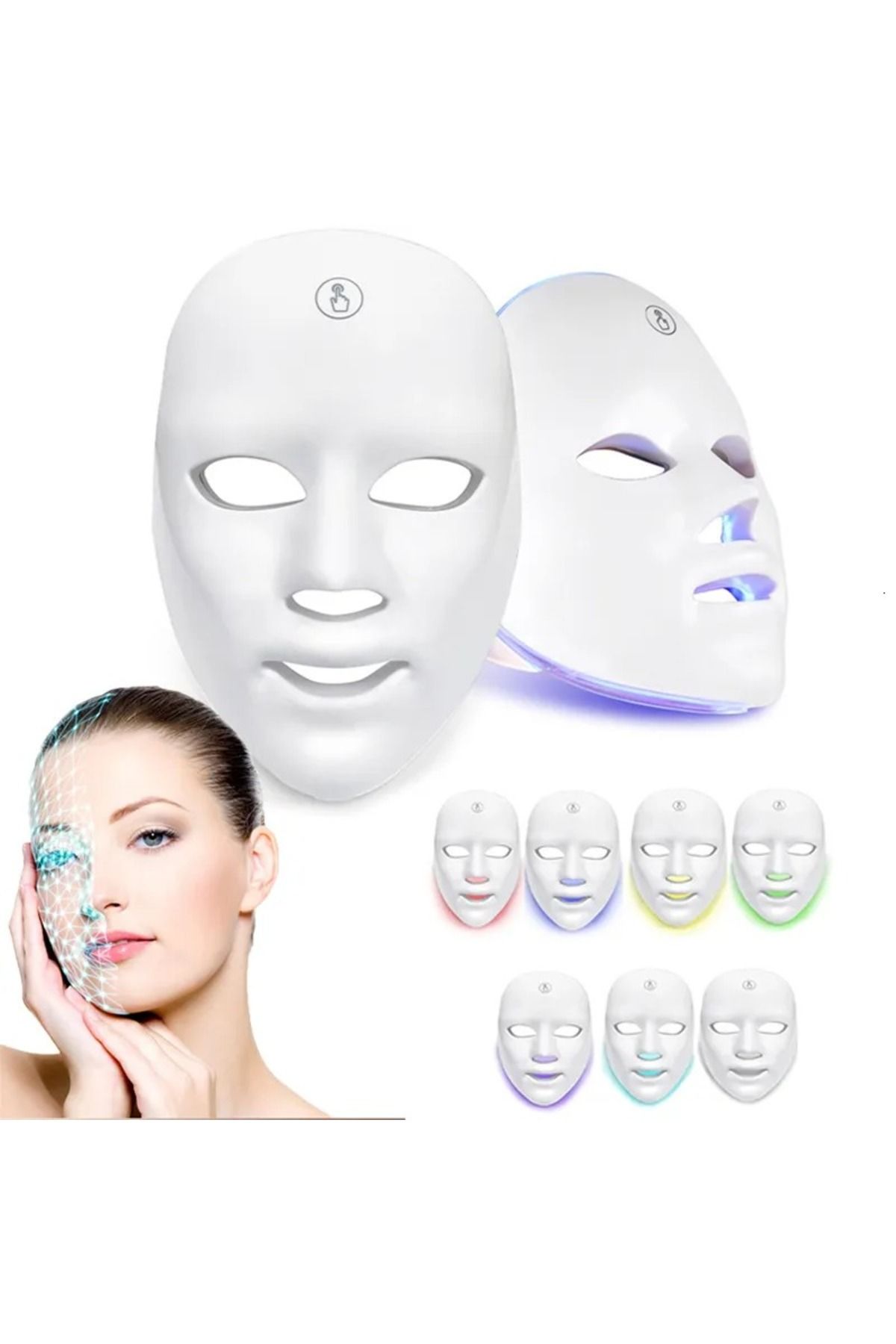 Jewval Şarjlı Foton Terapi Mezoterapi Maskesi 7 Renk Multifonksiyonel Led Yüz Maske