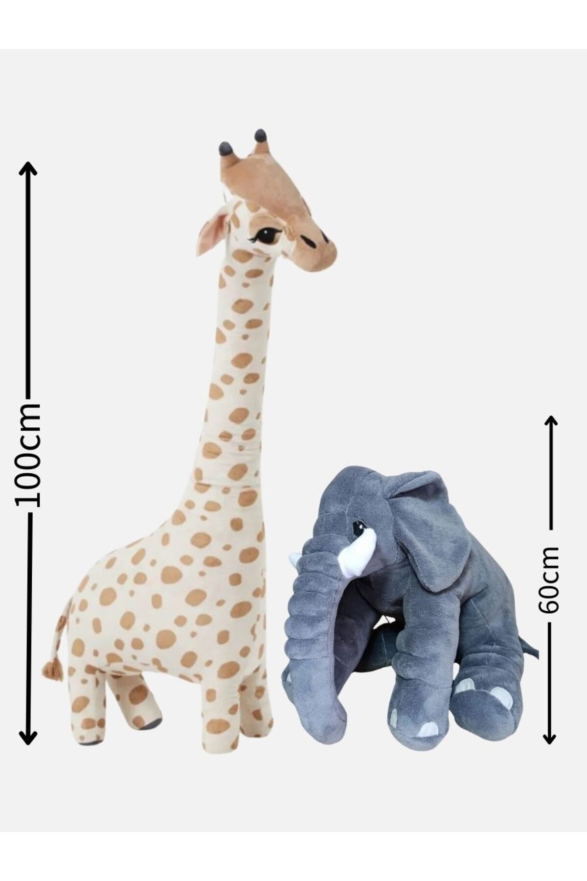 GRAN TOYS Oyun Arkadaşım Peluş Zürafa 100cm & Uyku Arkadaşım Fil fotoğrafı 2 (önizleme)