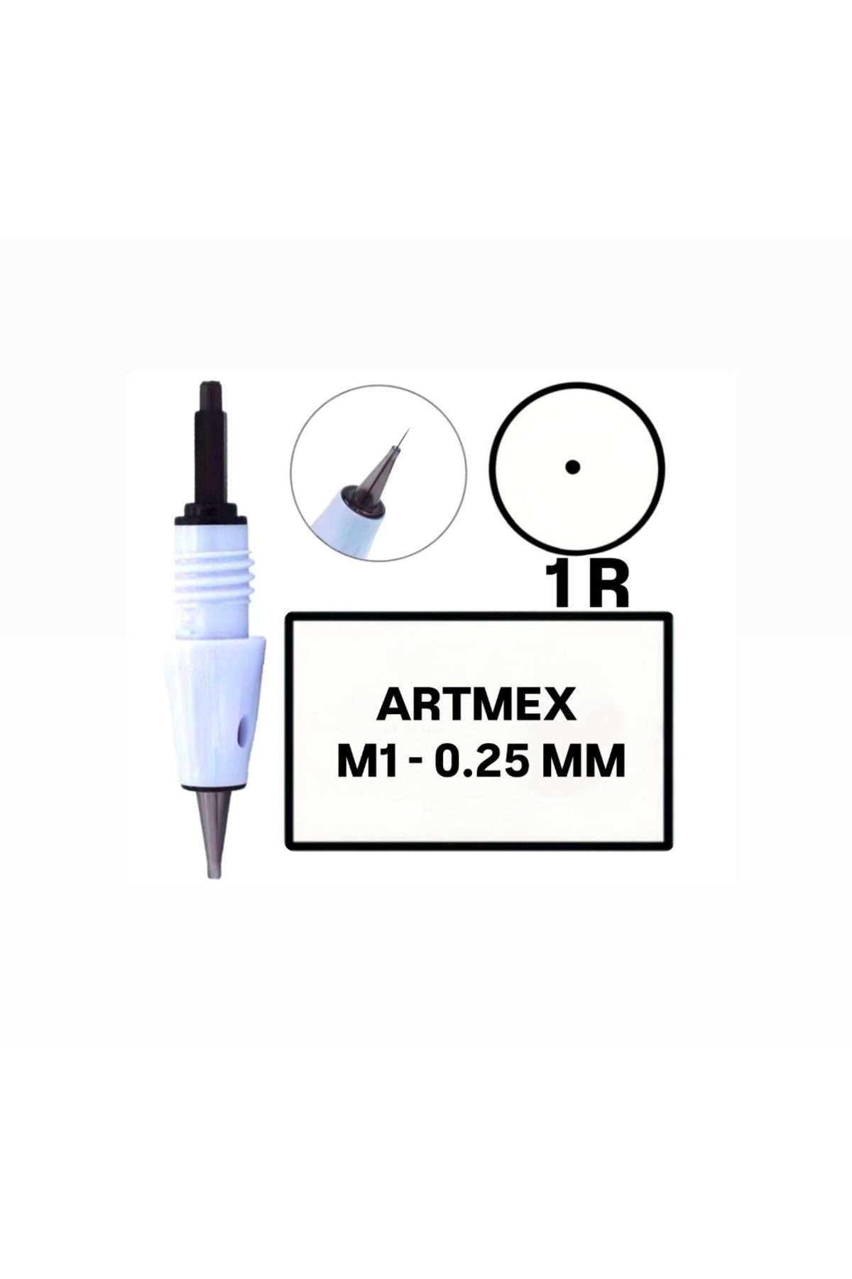 H RUN GLOBAL 10 Adet ( Artmex - M1-R - 0.25mm -R1 ) Değiştirilebilir Kartuş Kalıcı Makyaj Ucu (İğne)