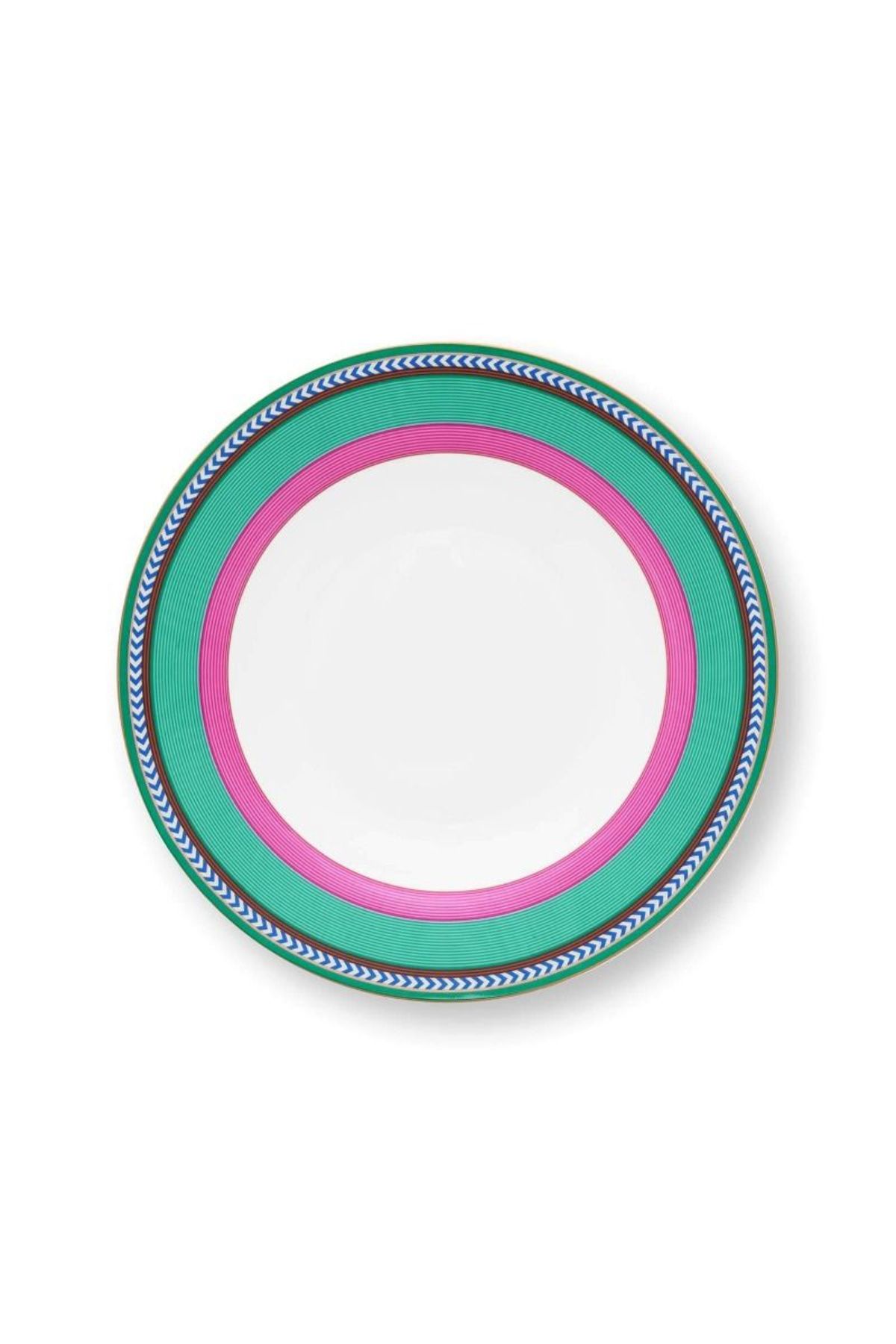 Pip Studio-Farfurie adâncă din porțelan, Pip Studio, 23.5cm, Stripes Pink-Green, colecția Pip Chique 1