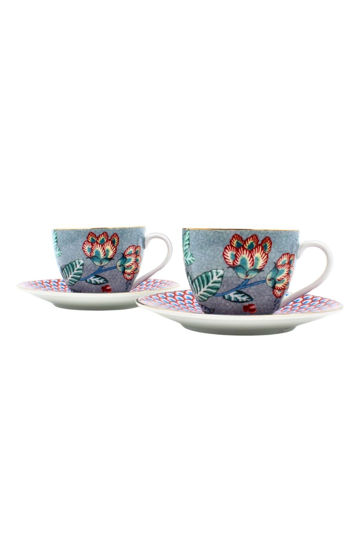 Pip Studio-Set of 2 cups with saucers, Pip Studio, Light Blue, 120ml, Flower Festival collection 3