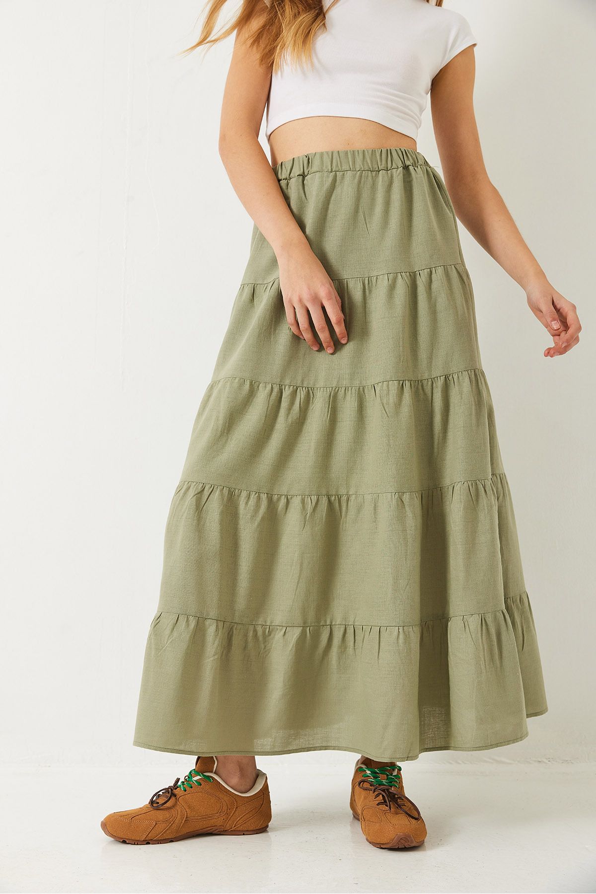 Bianco Lucci-Damen Volant gefüttert Sommer locker bequem Rock 37079 60282006 3