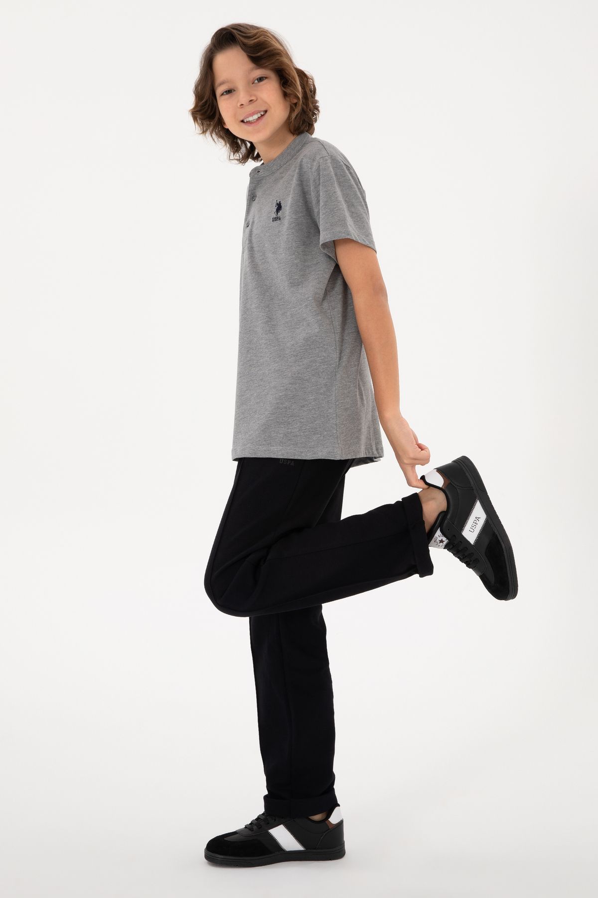 Erkek Çocuk Gri Melanj Basic Tişört 50295504-VR086