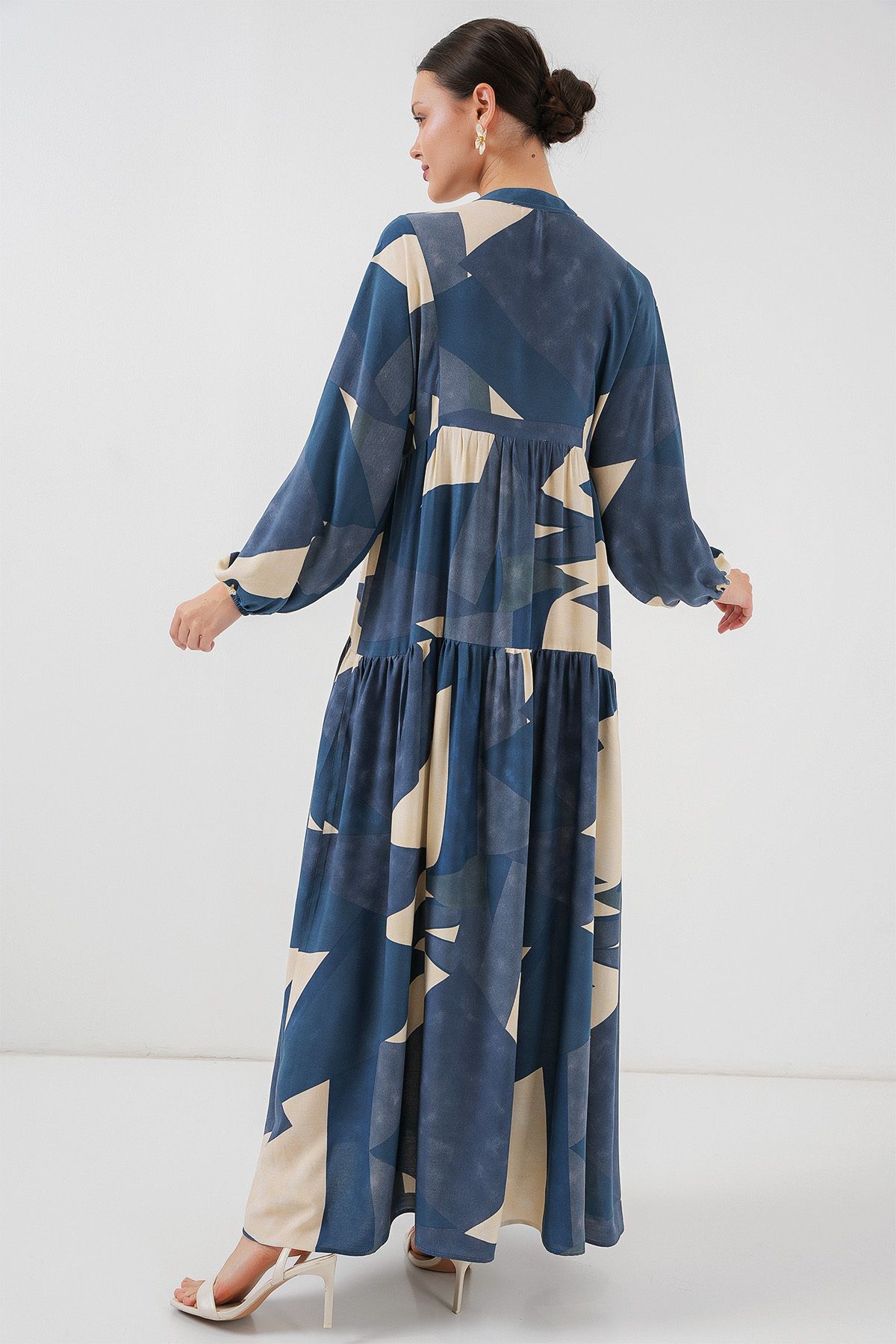 Bigdart-2423 Authentic Patterned Hijab Dress - K. Indigo 5