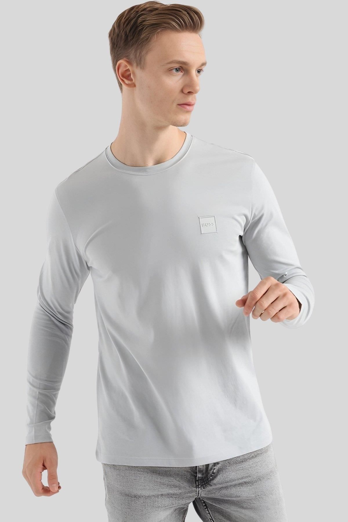 سویشرت مردانه رئیس به طور منظم مناسب یقه دوچرخه خاکستری Hugo Boss