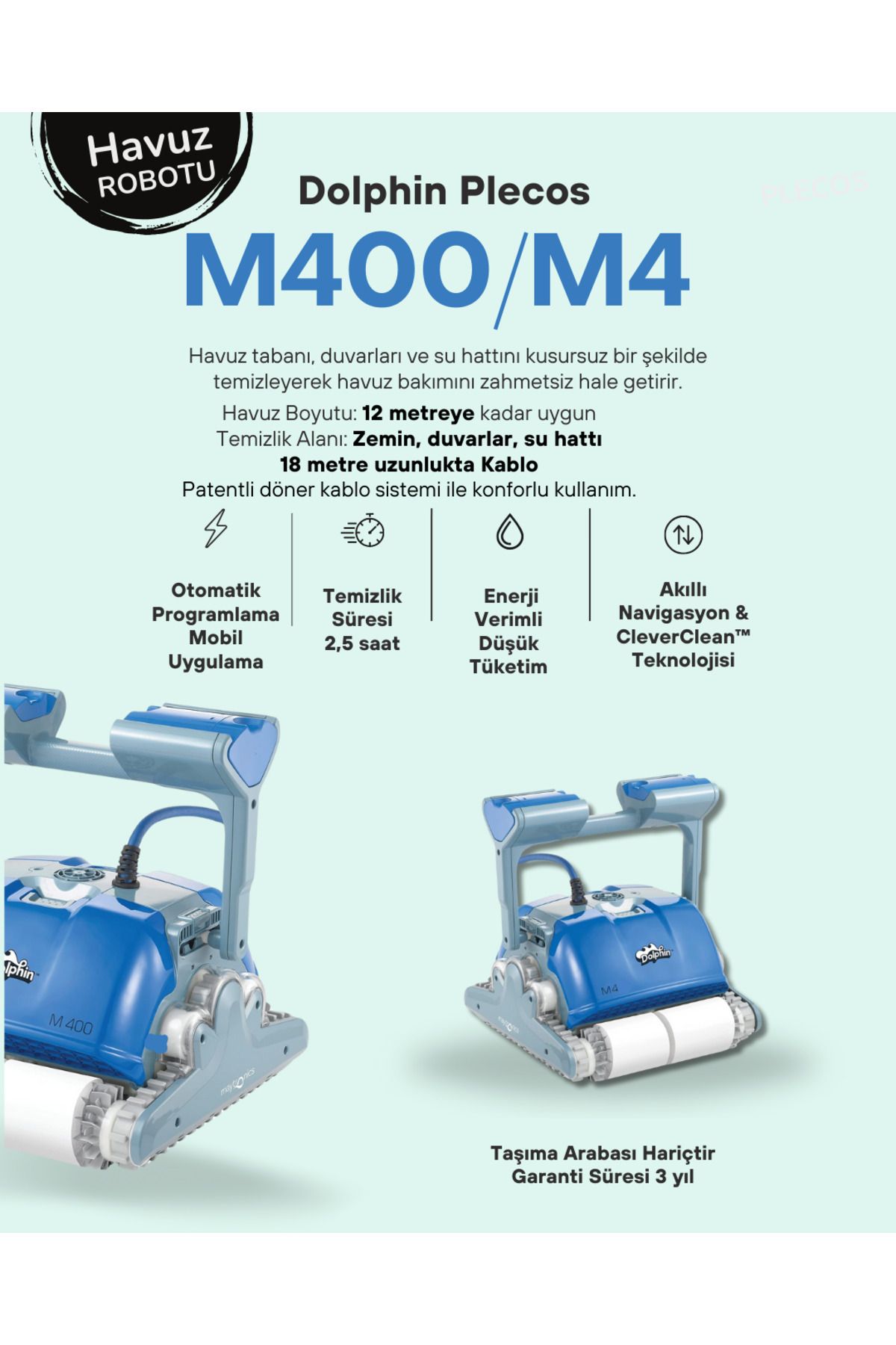 Dolphin M400 Akıllı Havuz Robotu – Otomatik & Enerji Verimli Temizlik