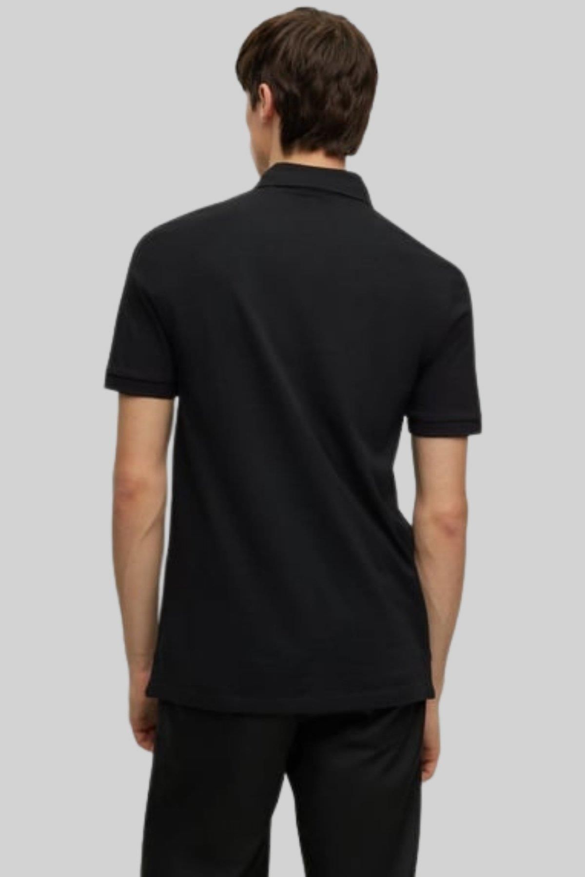 تی شرت یقه پولو مردانه باریک سیاه و سفید Hugo Boss