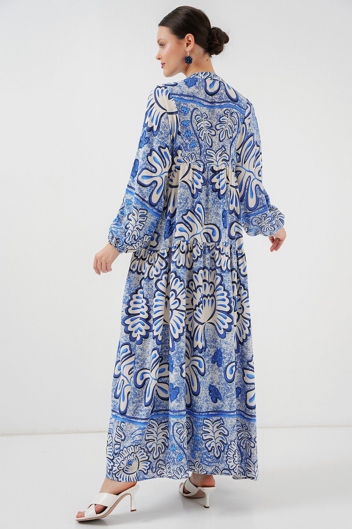 Bigdart-2423 Rochie Hijab cu model autentic - Albastru închis 5