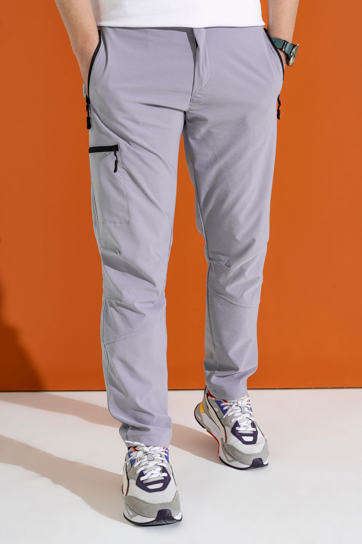 Açık Gri Erkek Yazlık Outdoor Pantolon Nefes Alan Likralı Kumaş