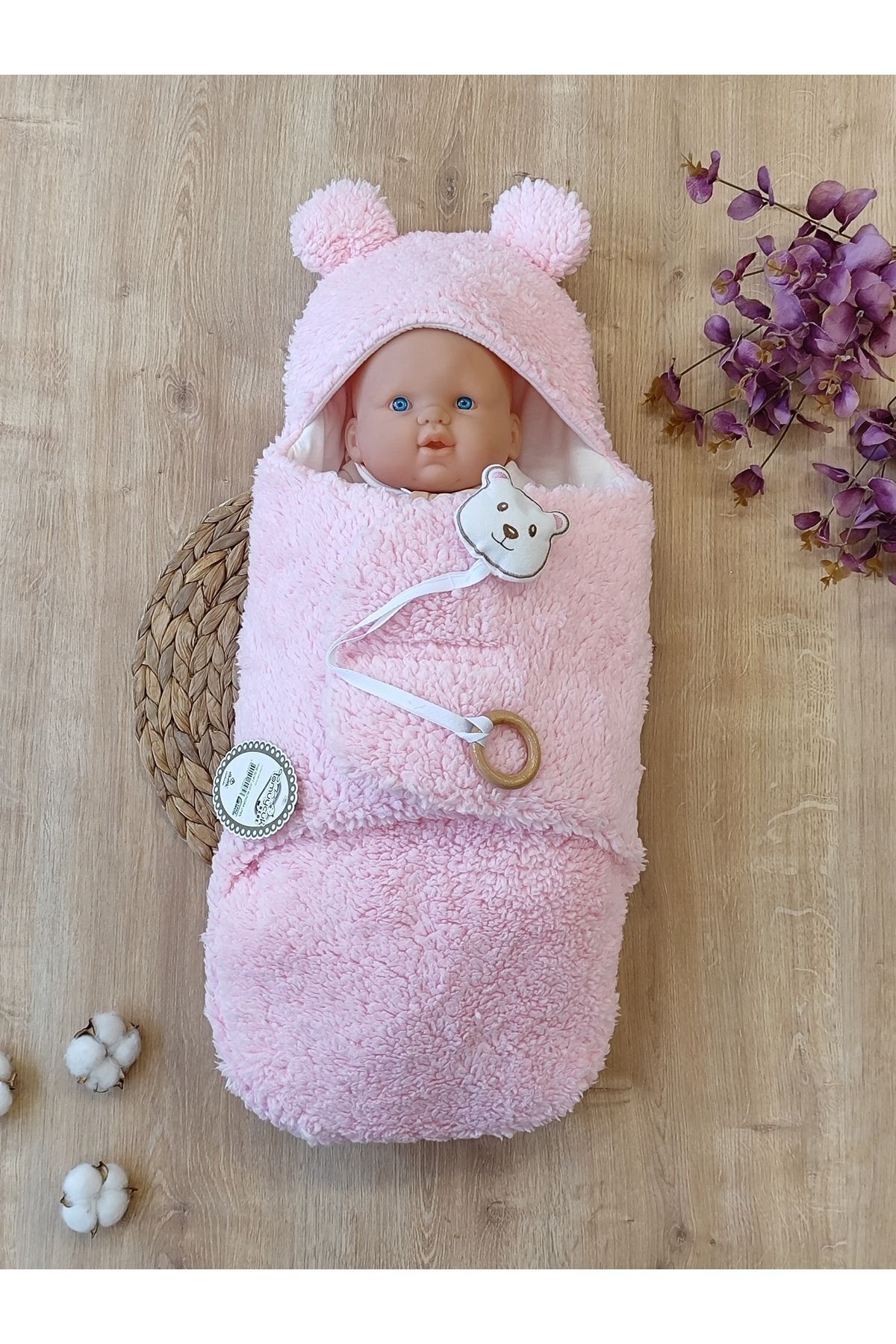 Tomuycuk Peluş Bebek Dış Kundağı Oyuncaklı Uyku Tulumu Hastane Çıkışı Hediyelik Sarma Battaniye fotoğrafı 4 (önizleme)