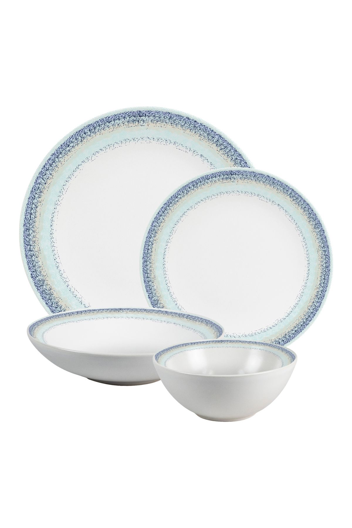 Cesiro Set Farfurii 24 Piese, 6 Persoane - Ensemble Bella Blu - Set Veselă Italiană Porțelan - One Size