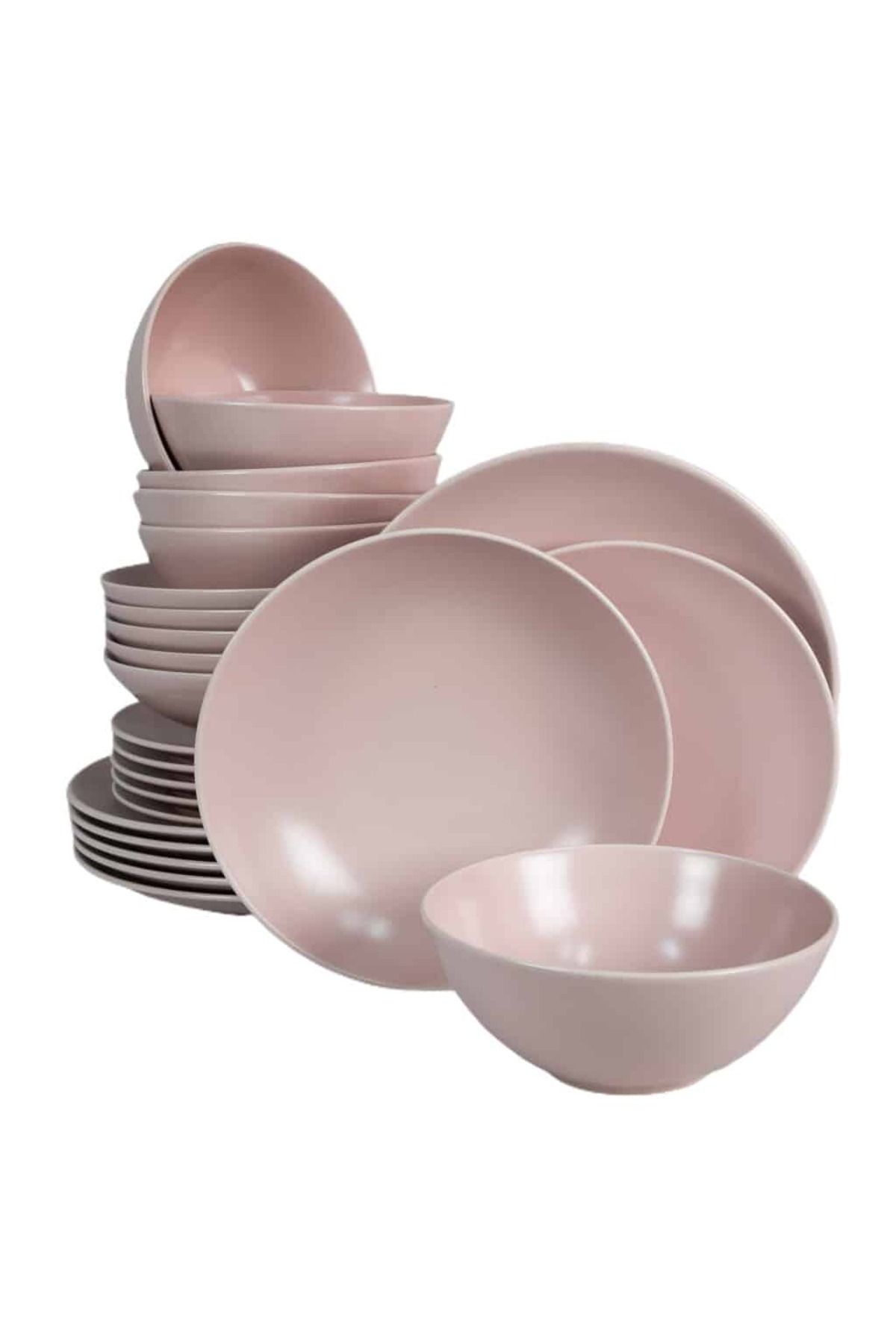 Cesiro Set Farfurii 24 Piese, Pentru 6 Persoane, Milkshake, Cesiro, Roz Mat - One Size