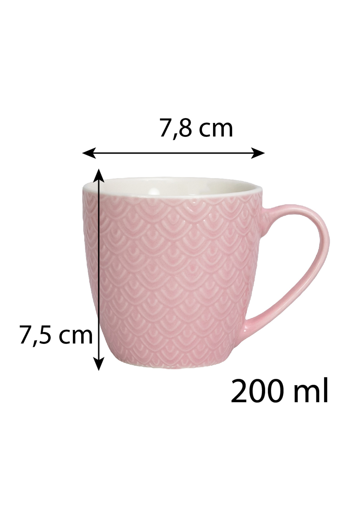 Cesiro-Set of 6 mugs with Pink and White pattern, 200 ml 2