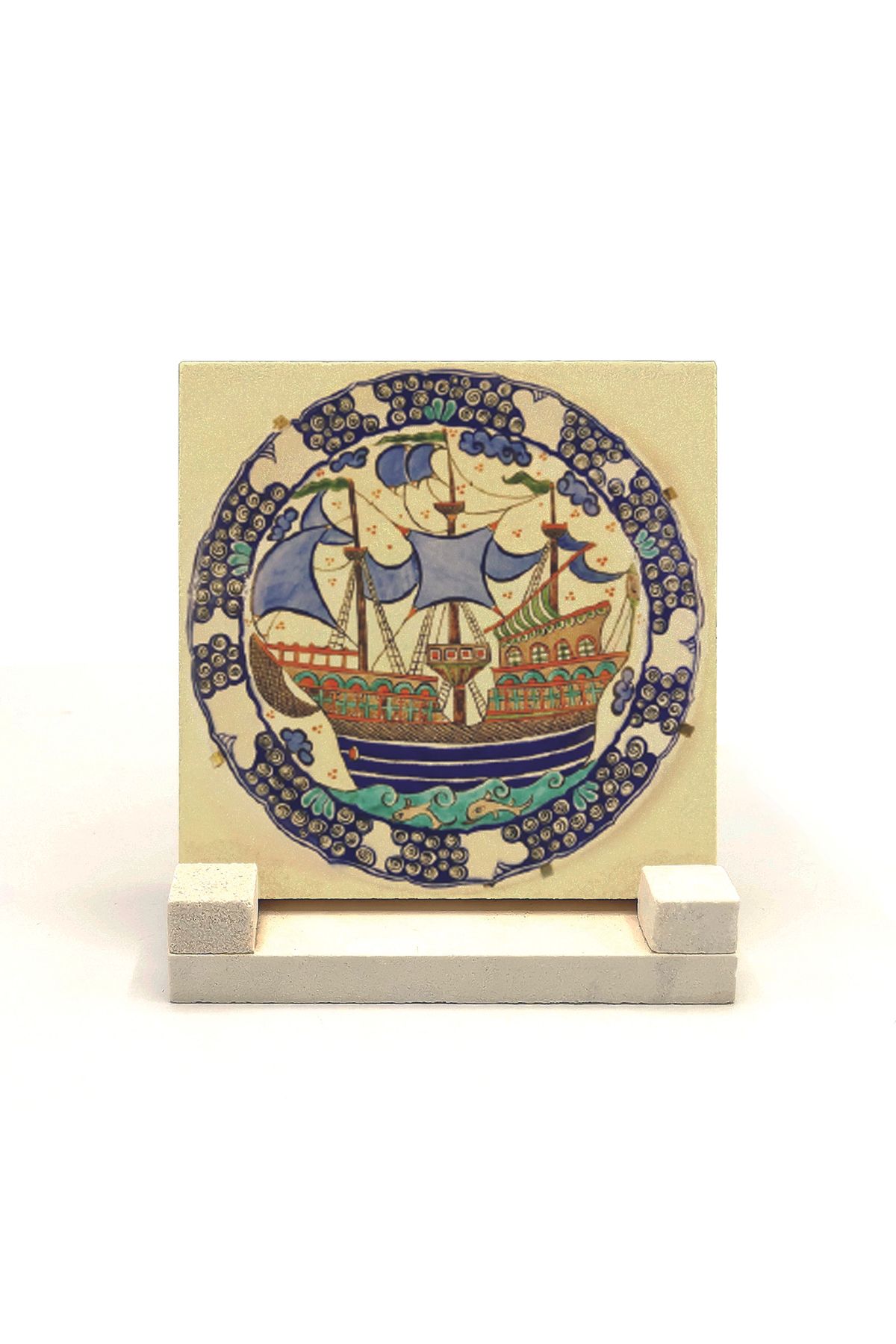 Souvenest Gemi Baskılı Doğaltaş Masaüstlük 10x10 Krg-131