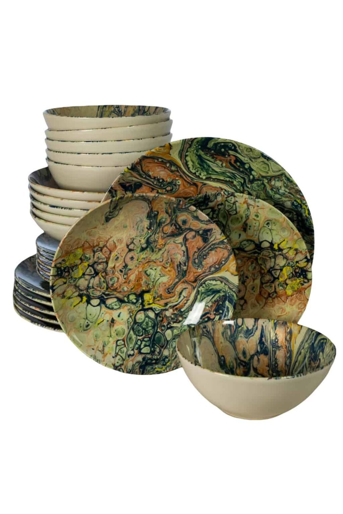 Cesiro Set Farfurii 24 Piese, Pentru 6 Persoane, Abstract Art, Cesiro, Multicolor - One Size