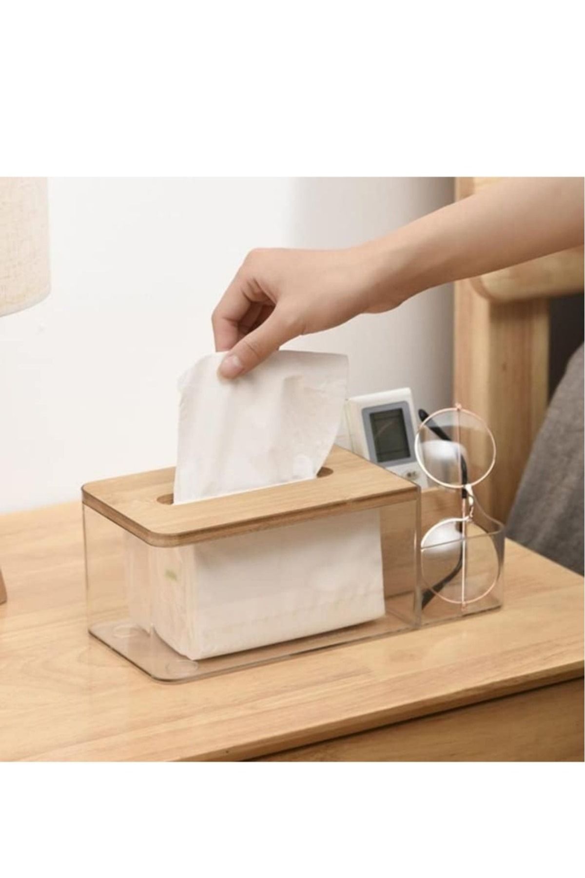 Piev-Decorative Napkin Holder Organizer with Bamboo Lid 3