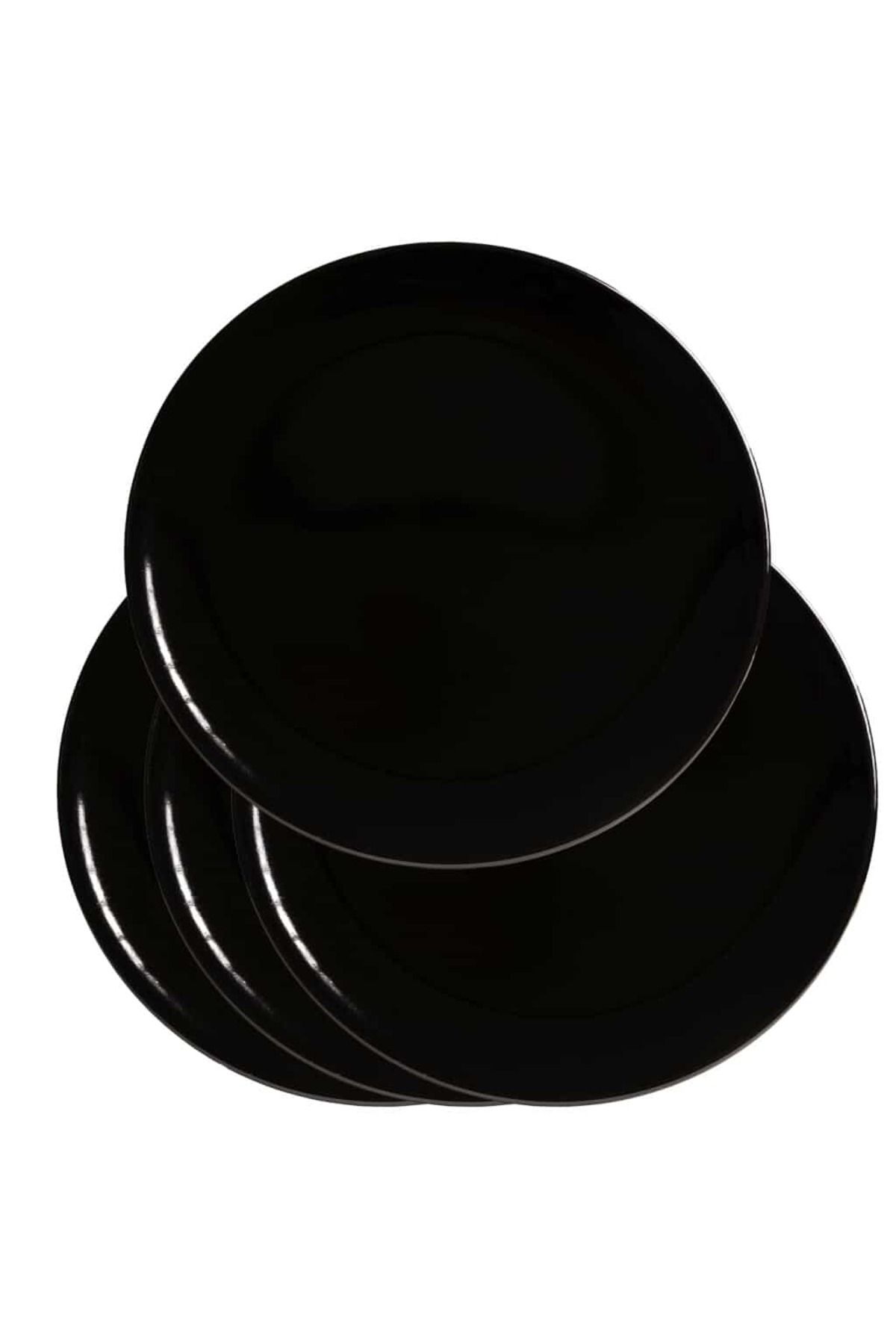 Cesiro Set De 4 Farfurii Intinse: Versatilitate Și Stil În Negru Lucios - One Size