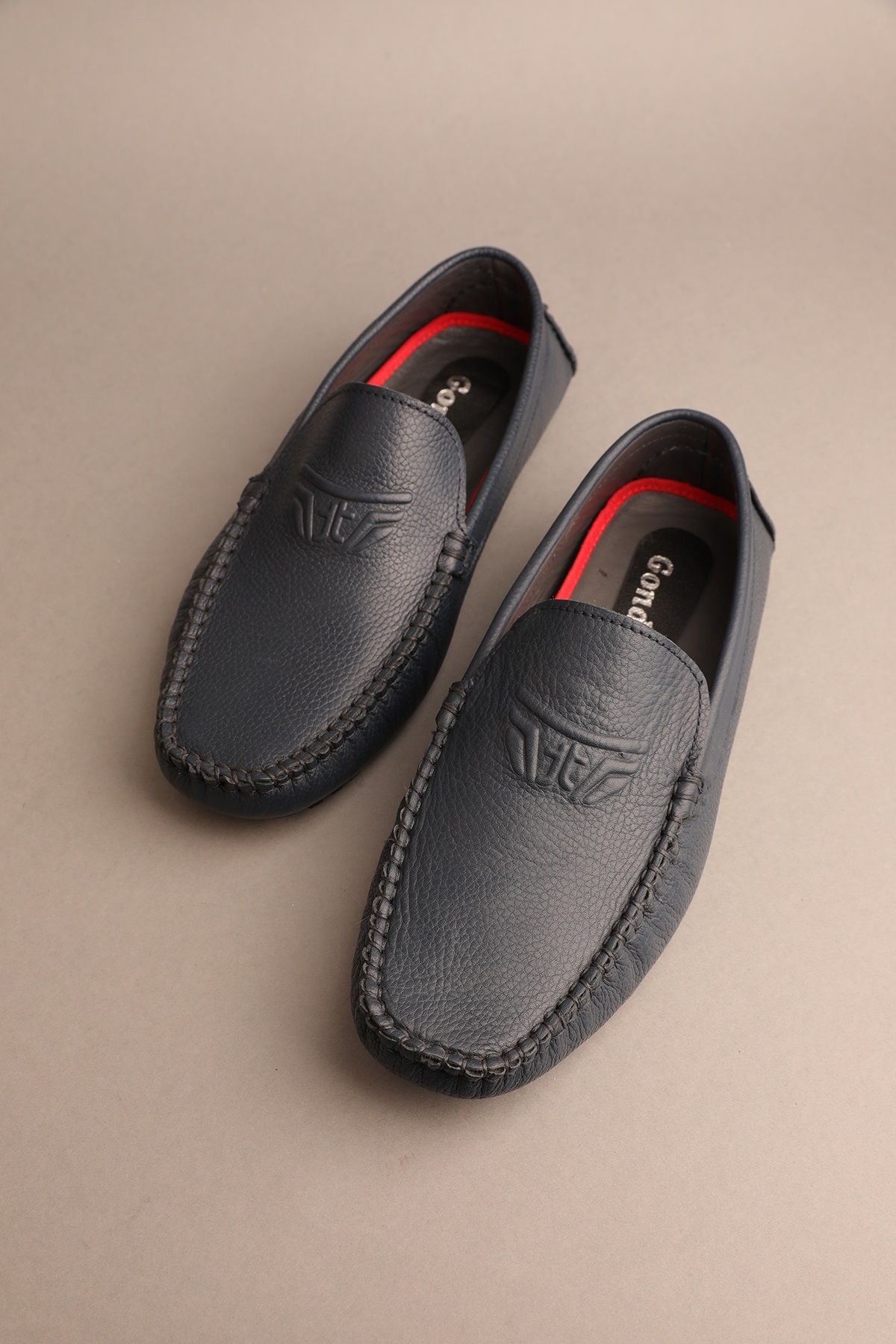 Gondol-Men's Genuine Leather Classic Loafer Navy Blue 41 Ttx.255 1