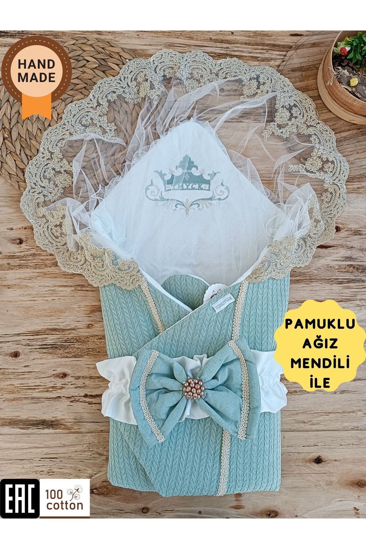 Knitwear Knit Baby Batttaniye Swaddle Thick Lace Newborn Hospital Delivery Gift