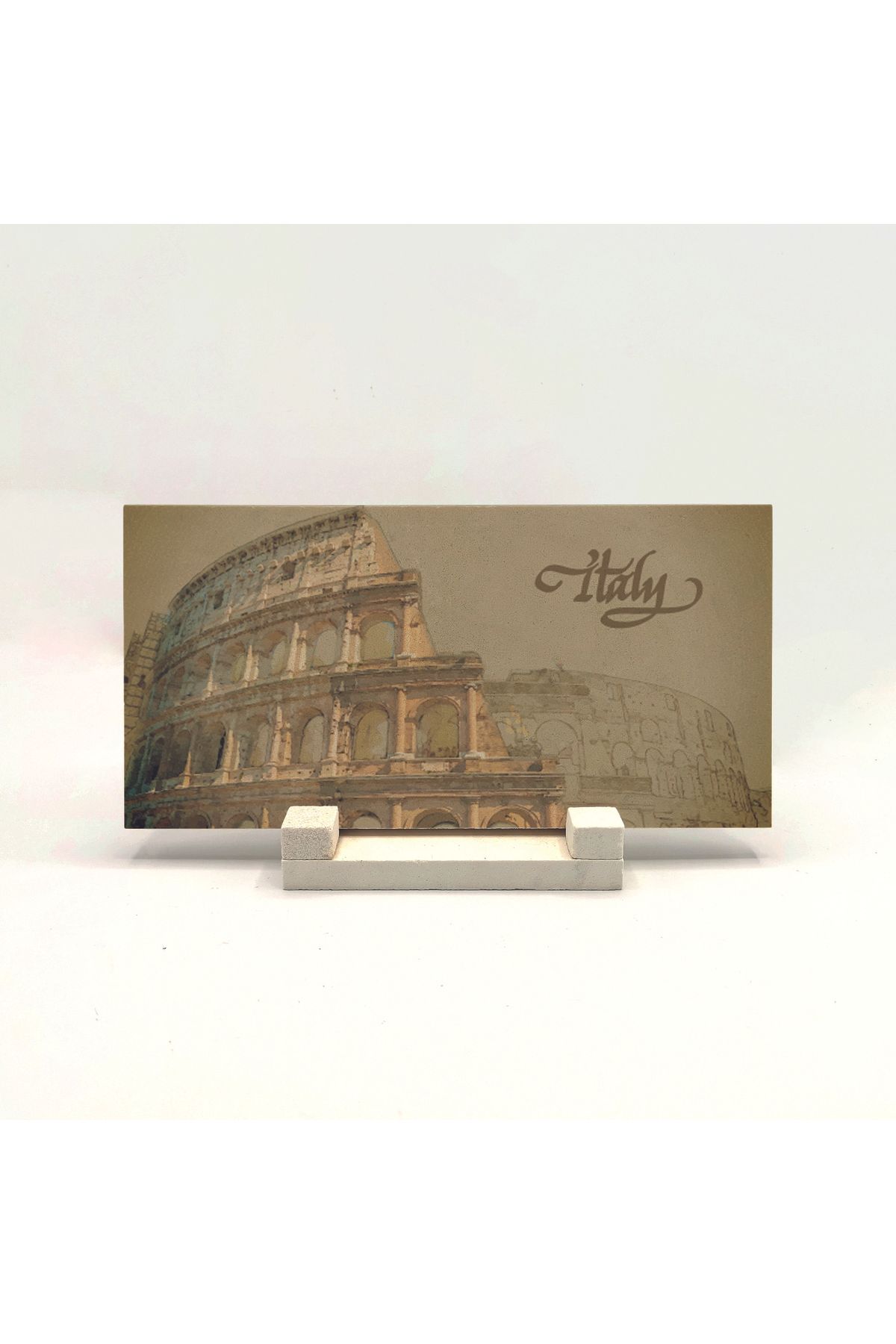 Souvenest İtalya Baskılı Doğaltaş Masaüstlük 10x20 Drg-1