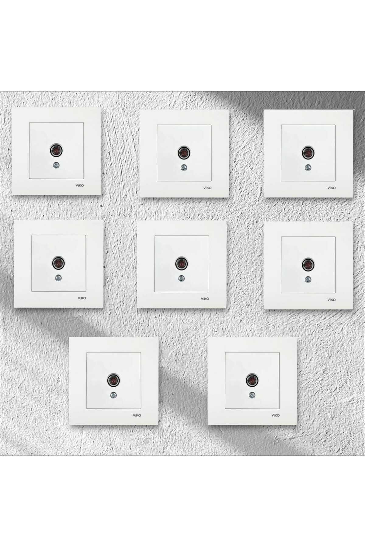VİKO-White Karre Satellite Socket with F-Connector with Frame 8 Pcs 1
