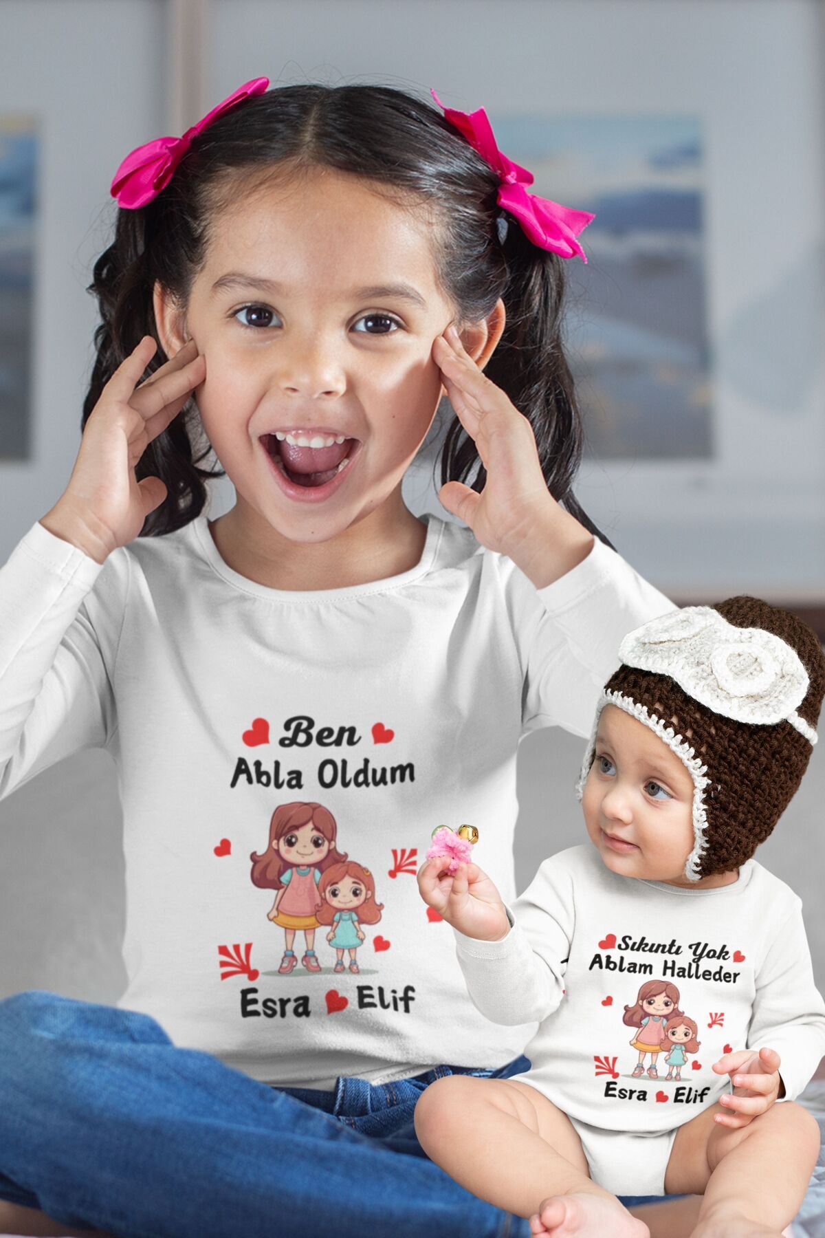 2-Piece Combination I Am an Older Sister Personalized Children's T-Shirt