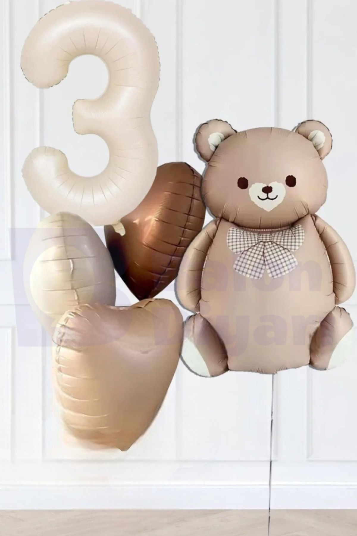 BALON DİYARI 3 Yaş Temalı Retro Ayıcıklı Doğum Günü Balon Seti