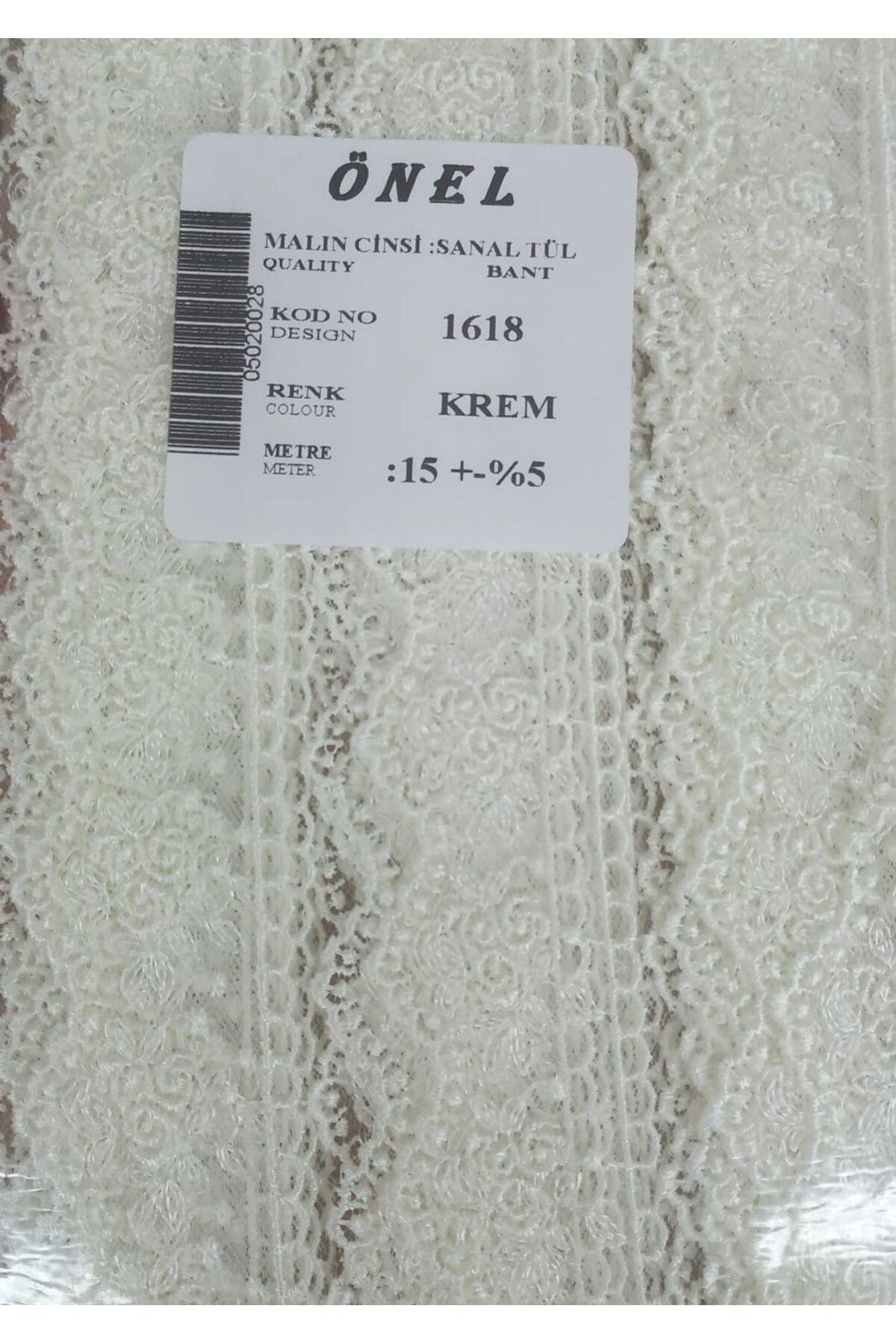 Nurum E Tİcaret Dantel Polyester Sanal Tül Bant Krem 15 Metre En 3 cm ON-1618-KR