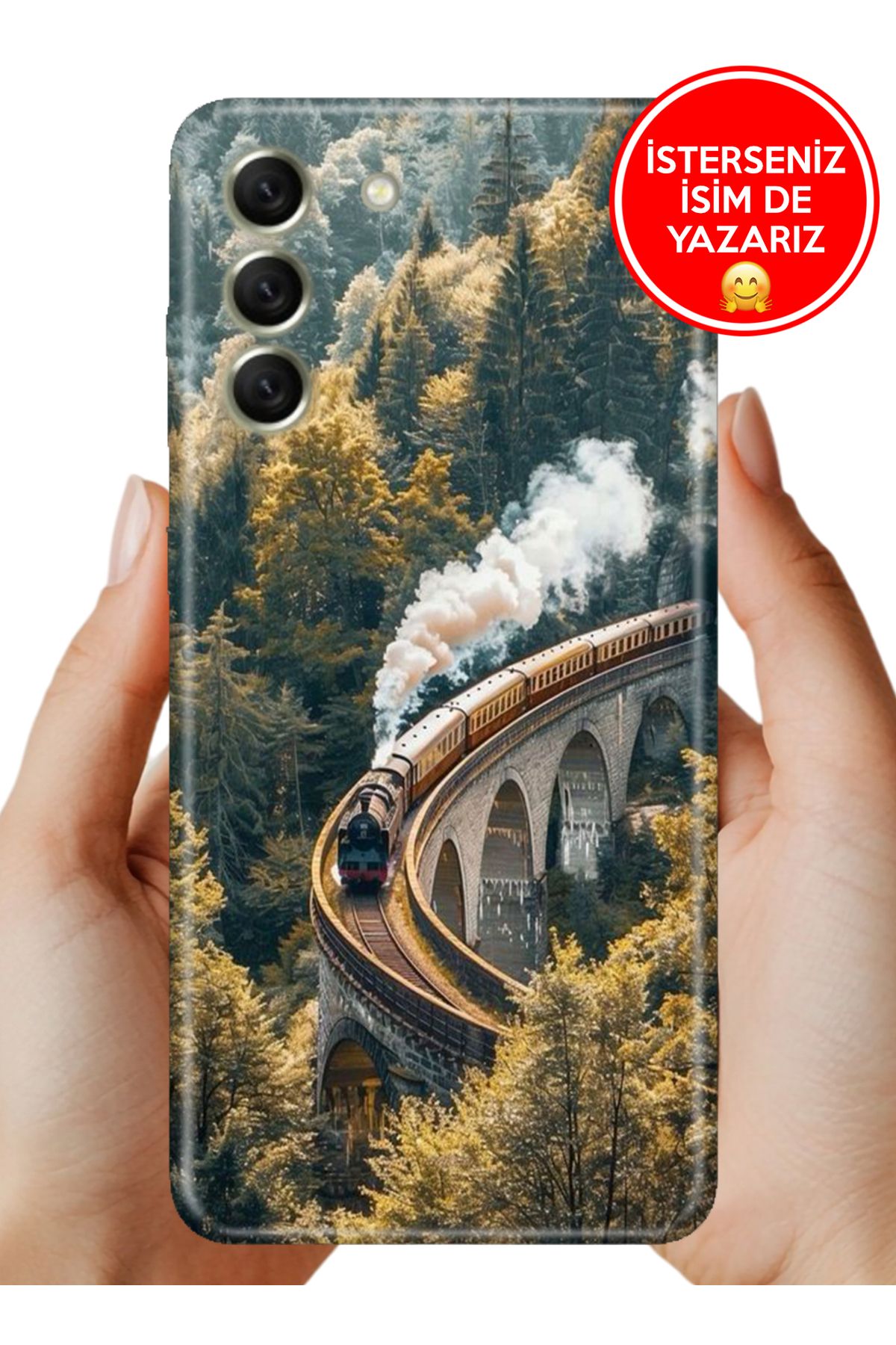 Cekuonline Samsung Galaxy S21 FE Kılıf Desenli Baskılı Kamera Korumalı Silikon Train Travel
