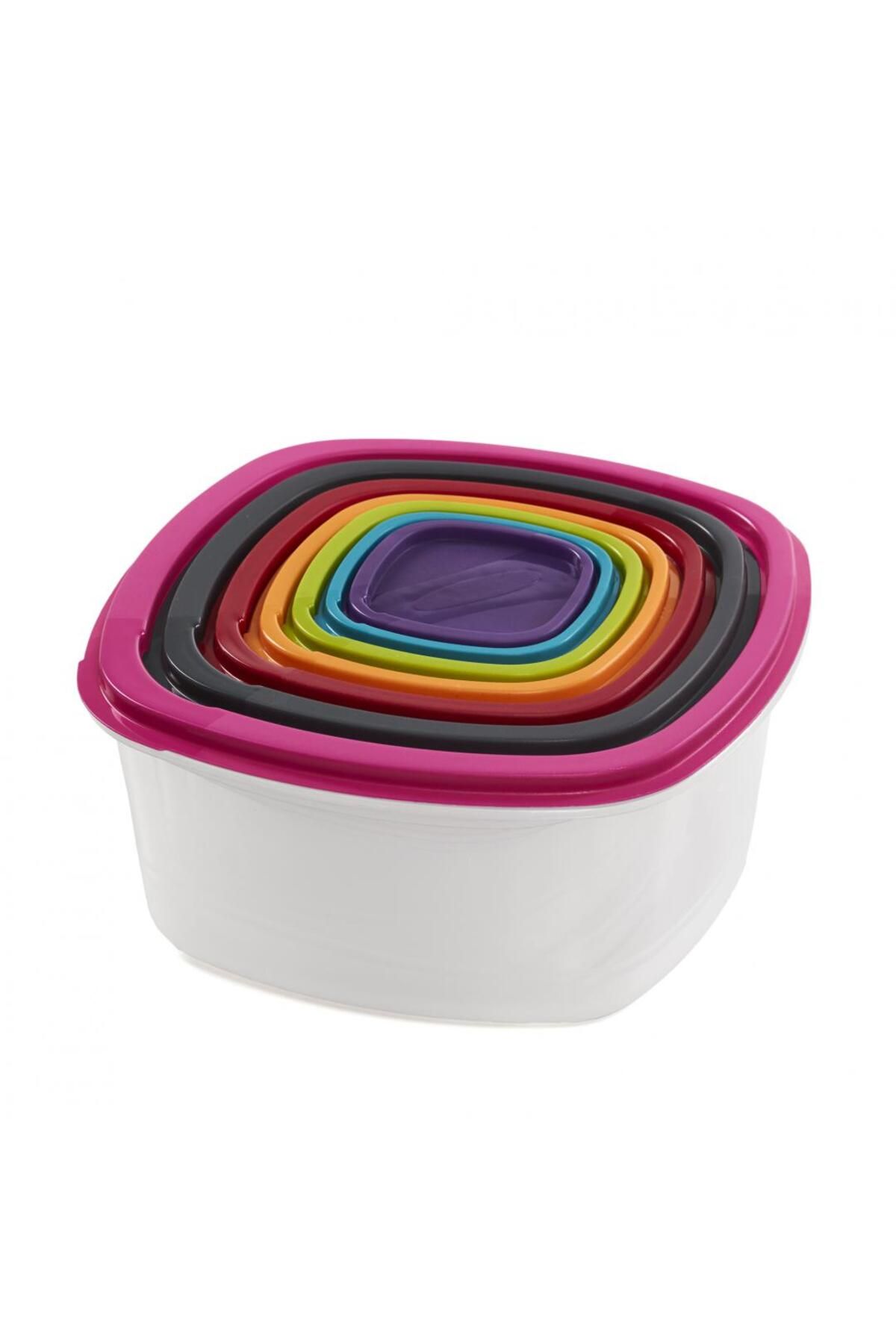 vanora Set 7 Caserole Alimentare Patrate Cu Capace, Plastic - One Size