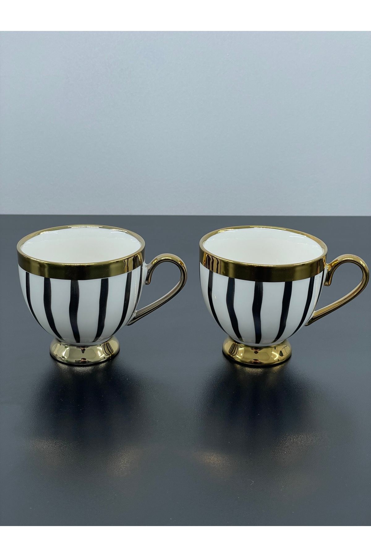 YzHome 2 Li Porselen Gold Yaldızlı Ayaklı Kupa Bardak 250ml - Fiyatı ...