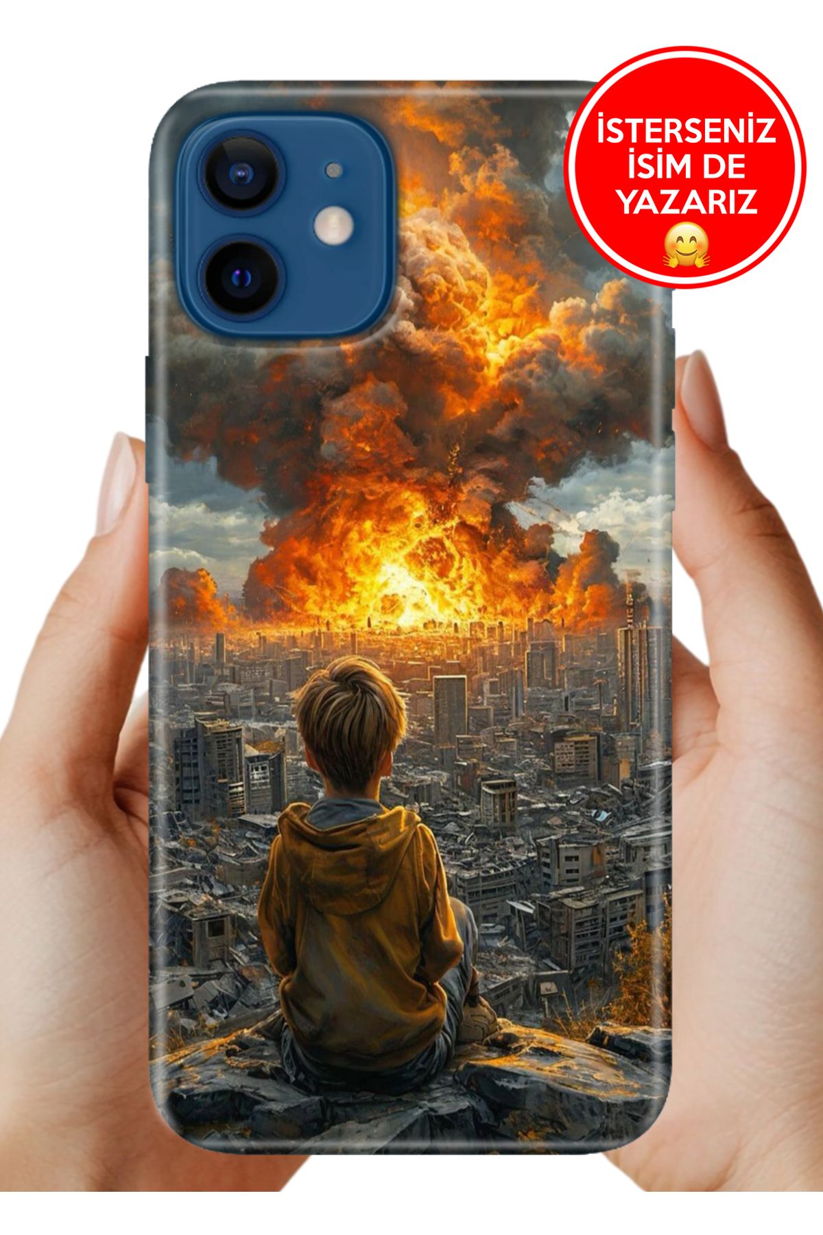 Cekuonline iPhone 12 Kılıf iP12 FullCover Resimli Desenli Silikon Çocuklar Ölmesin